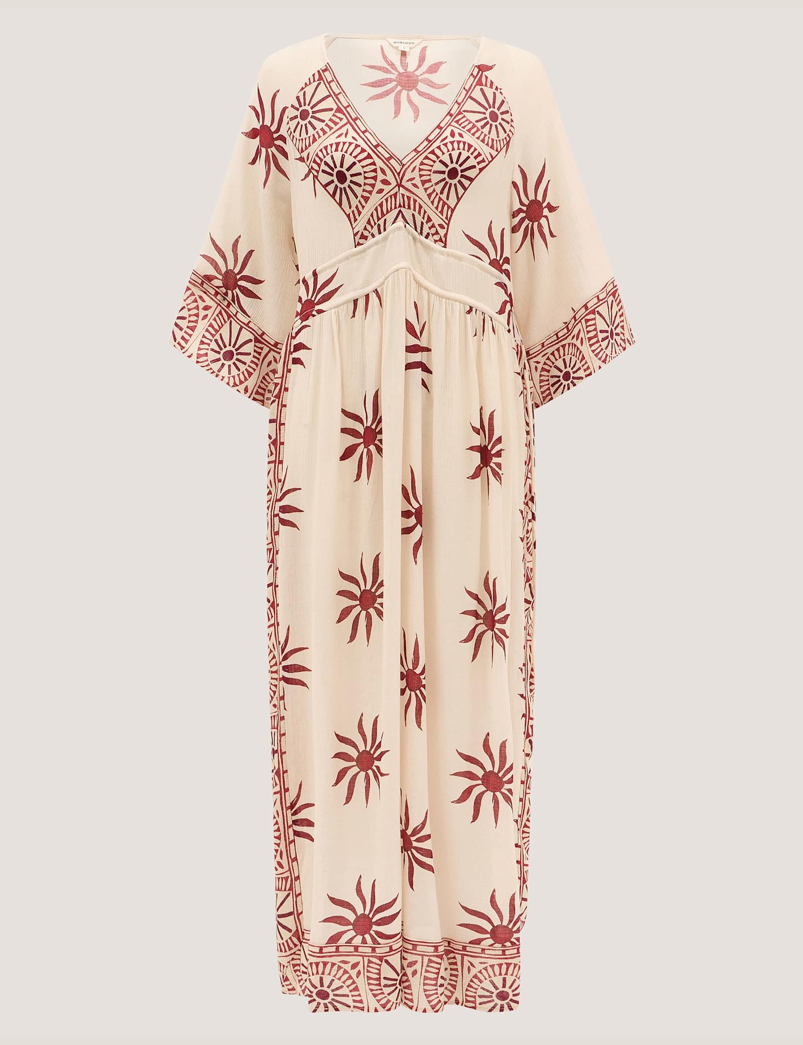 Printed V-Neck Midi Beach Dress - image 1