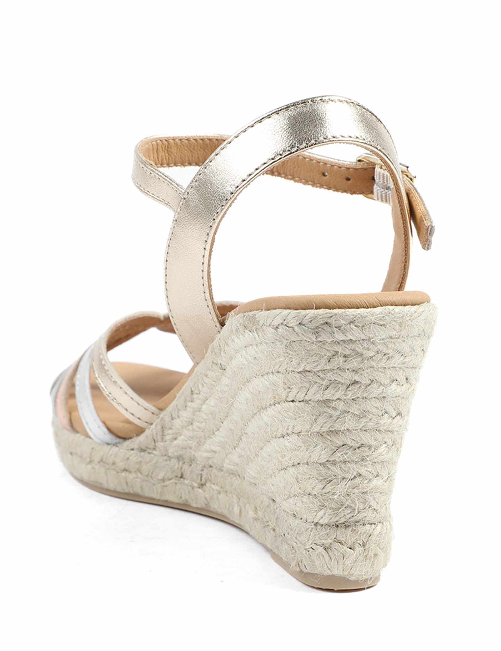 Leather Metallic Strappy Wedge Espadrilles - image 4