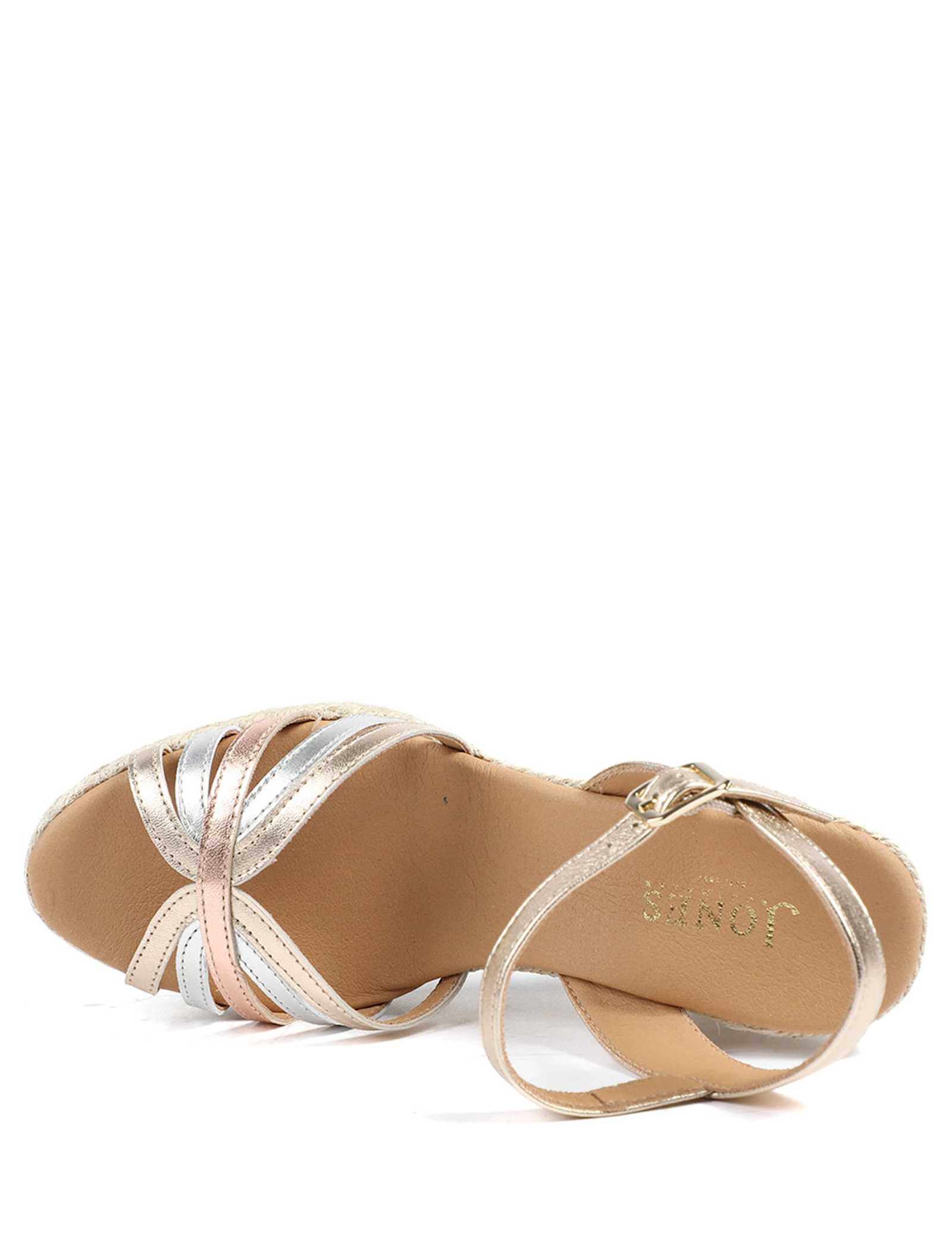 Leather Metallic Strappy Wedge Espadrilles - image 3