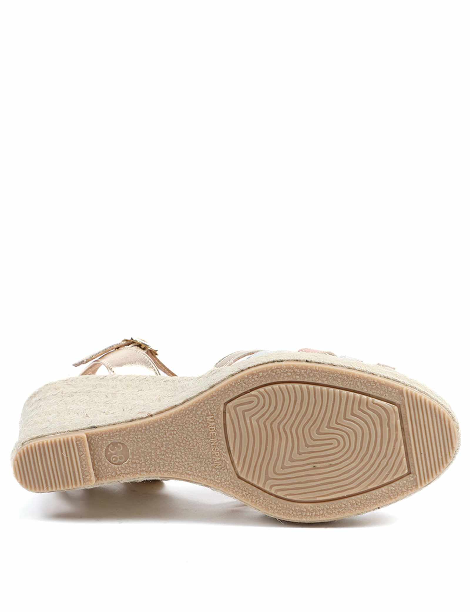 Leather Metallic Strappy Wedge Espadrilles - image 2