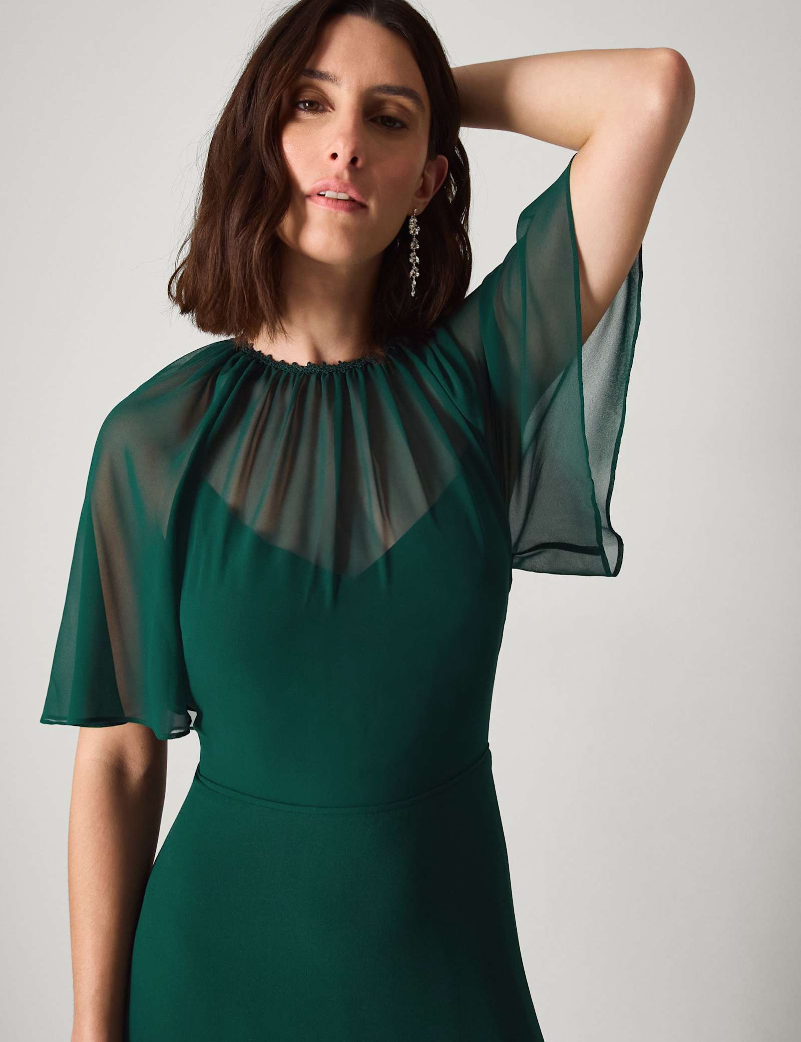 Chiffon Angel Sleeve Maxi Column Dress - image 5