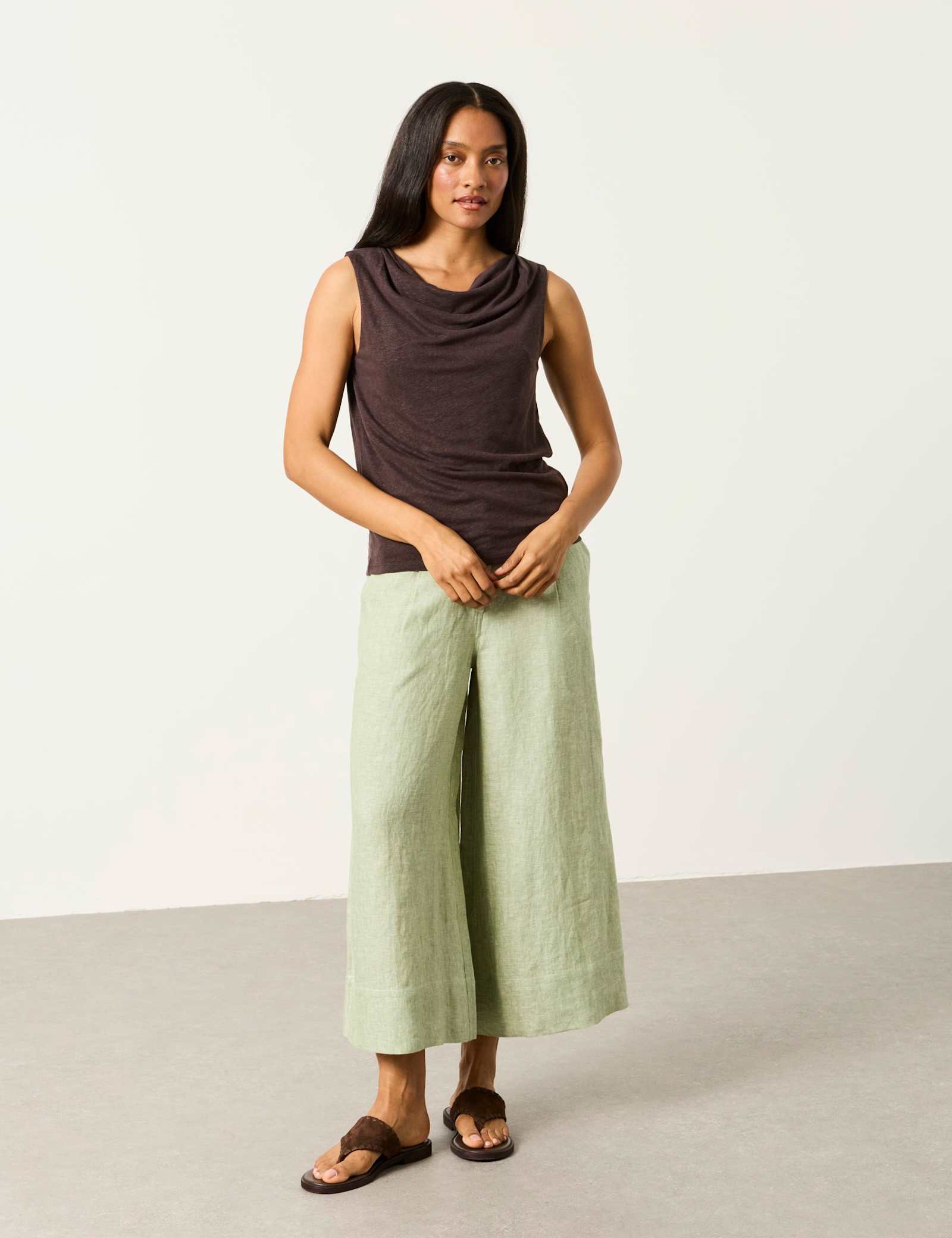 Linen Rich Cowl Neck Top - image 2