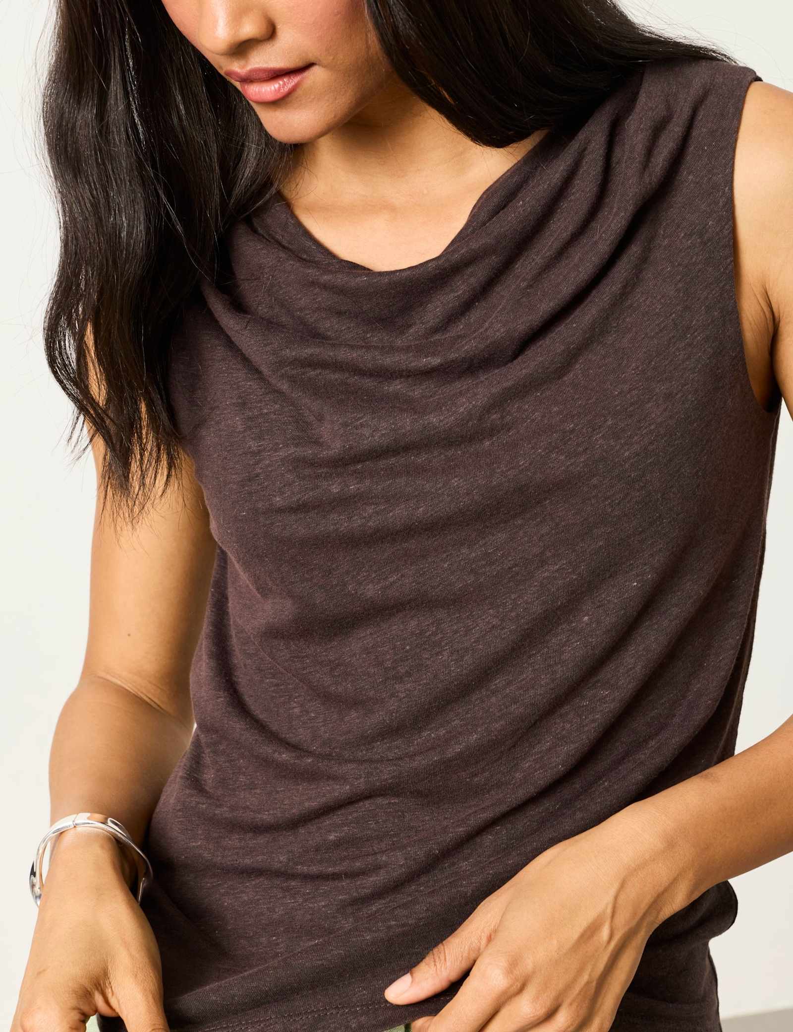 Linen Rich Cowl Neck Top - image 4