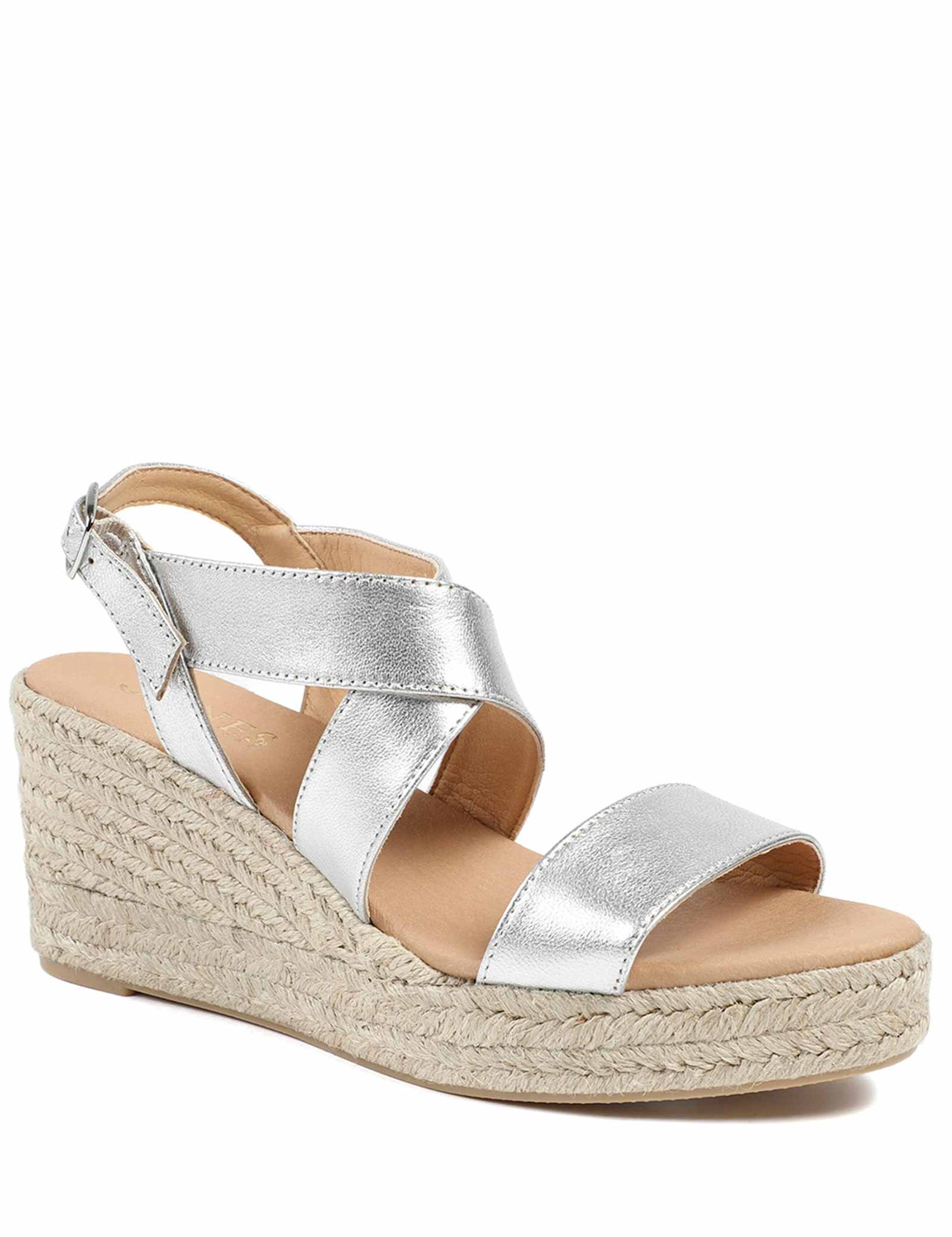 Leather Metallic Wedge Espadrille Sandals - image 5