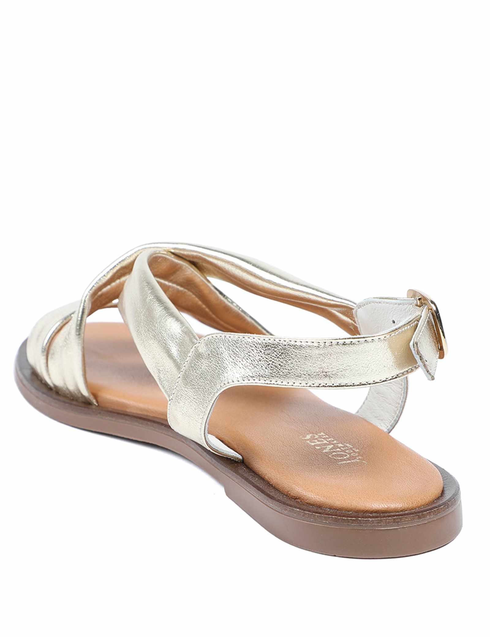 Wide Fit Leather Metallic Flat Sandals - image 5