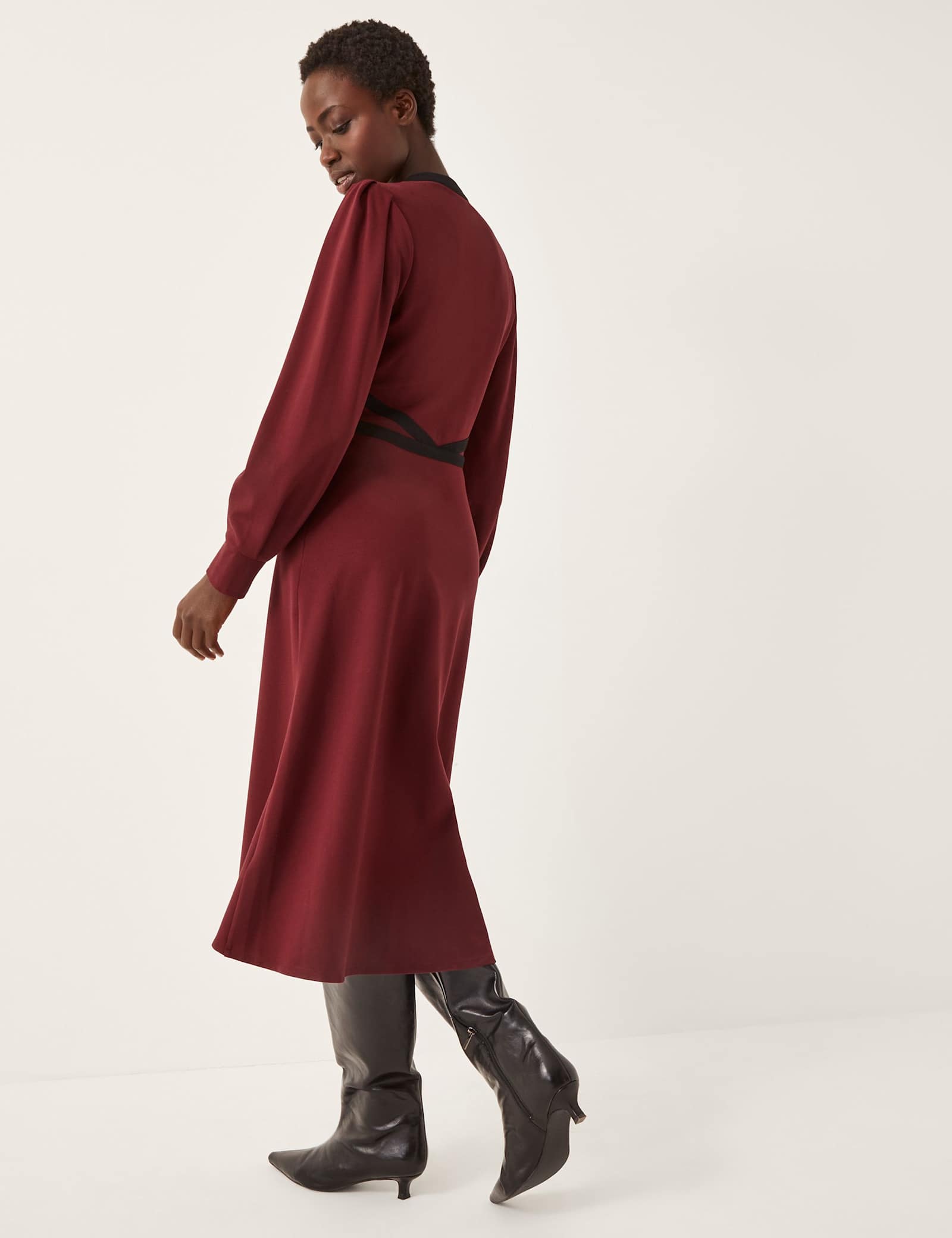 Jersey V-Neck Midi Skater Dress - image 3