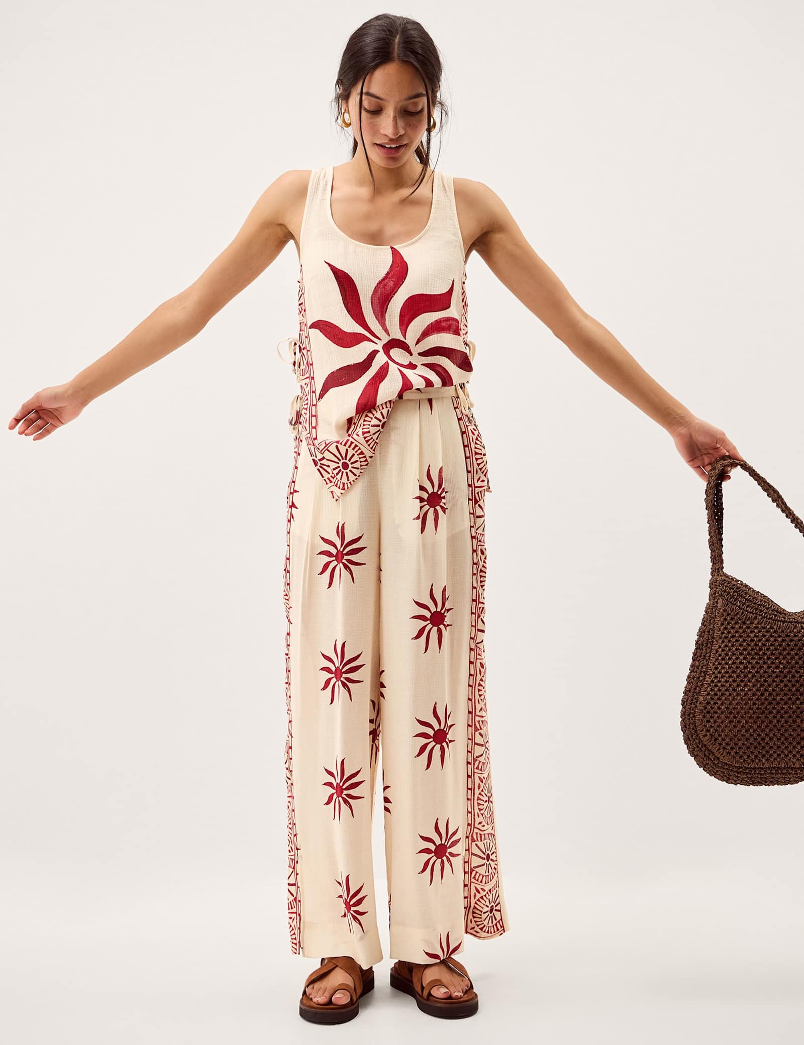Sun Print Bead Tie Side Cami Top - image 5