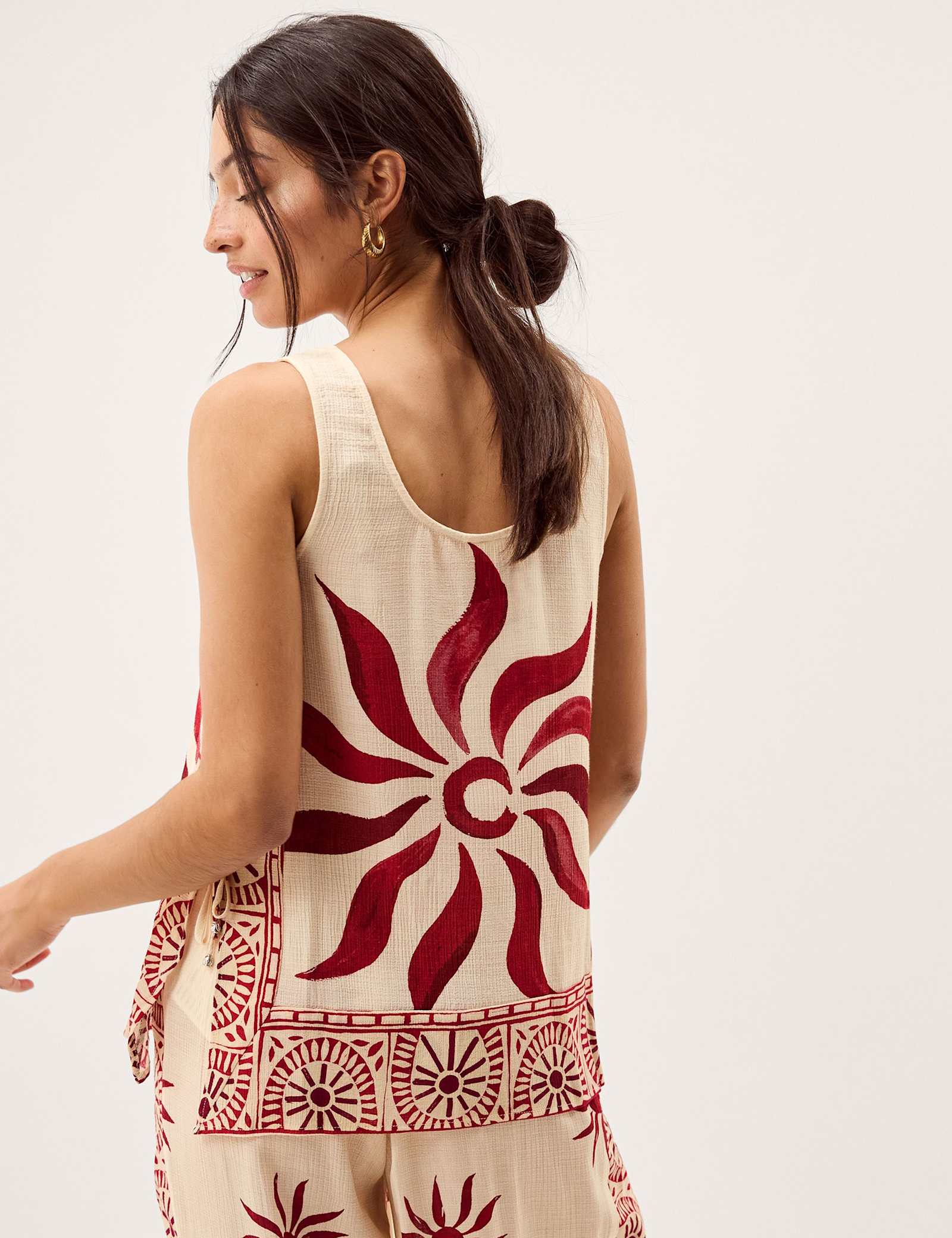 Sun Print Bead Tie Side Cami Top - image 4