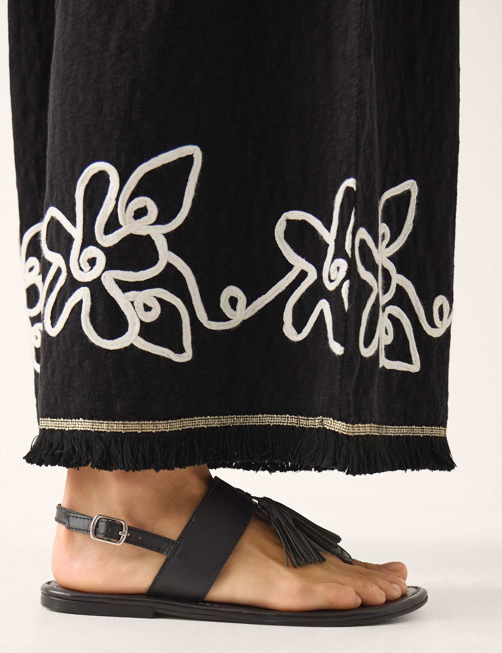Pure Cotton Embroidered Wide Leg Trousers - image 2