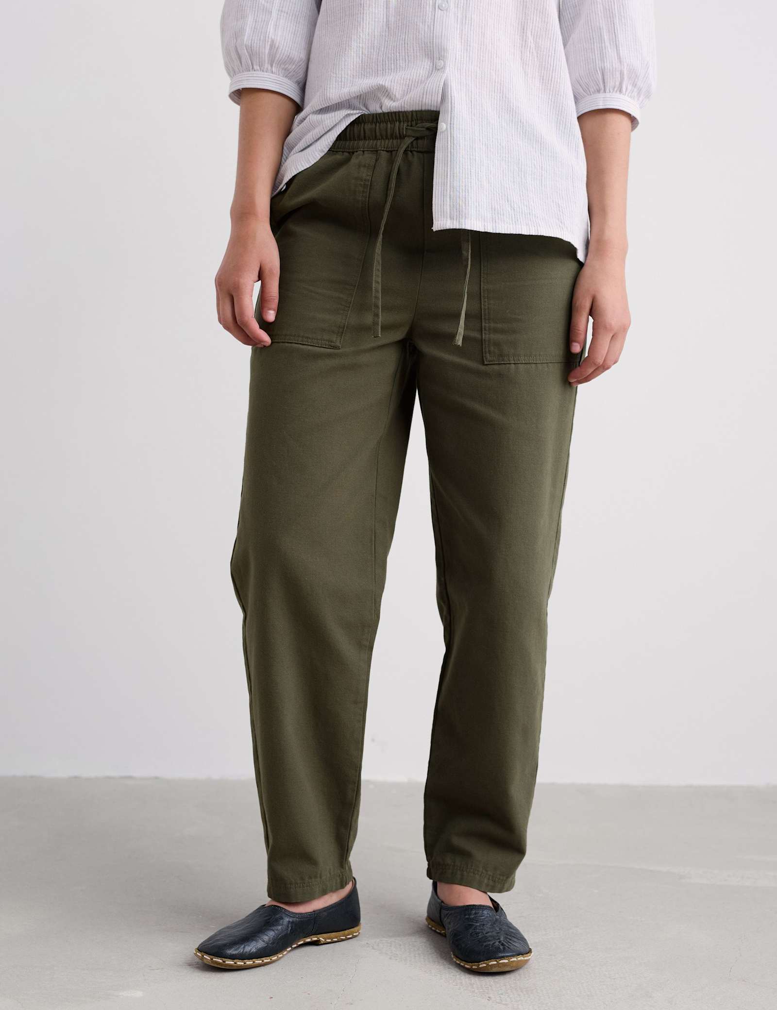 Pure Cotton Drawstring Barrel Leg Trousers - image 4