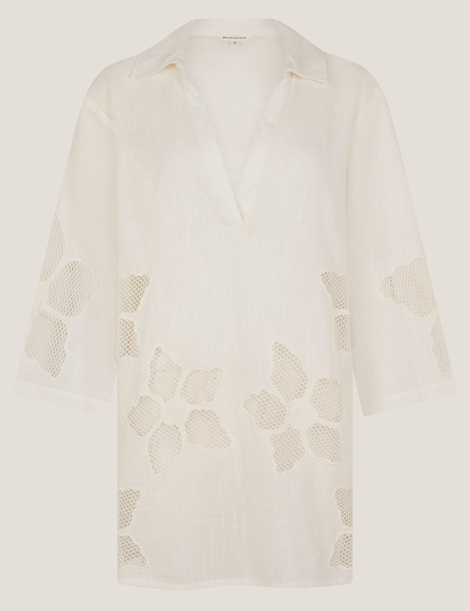 Pure Cotton Embroidered Beach Cover Up Shirt - image 3