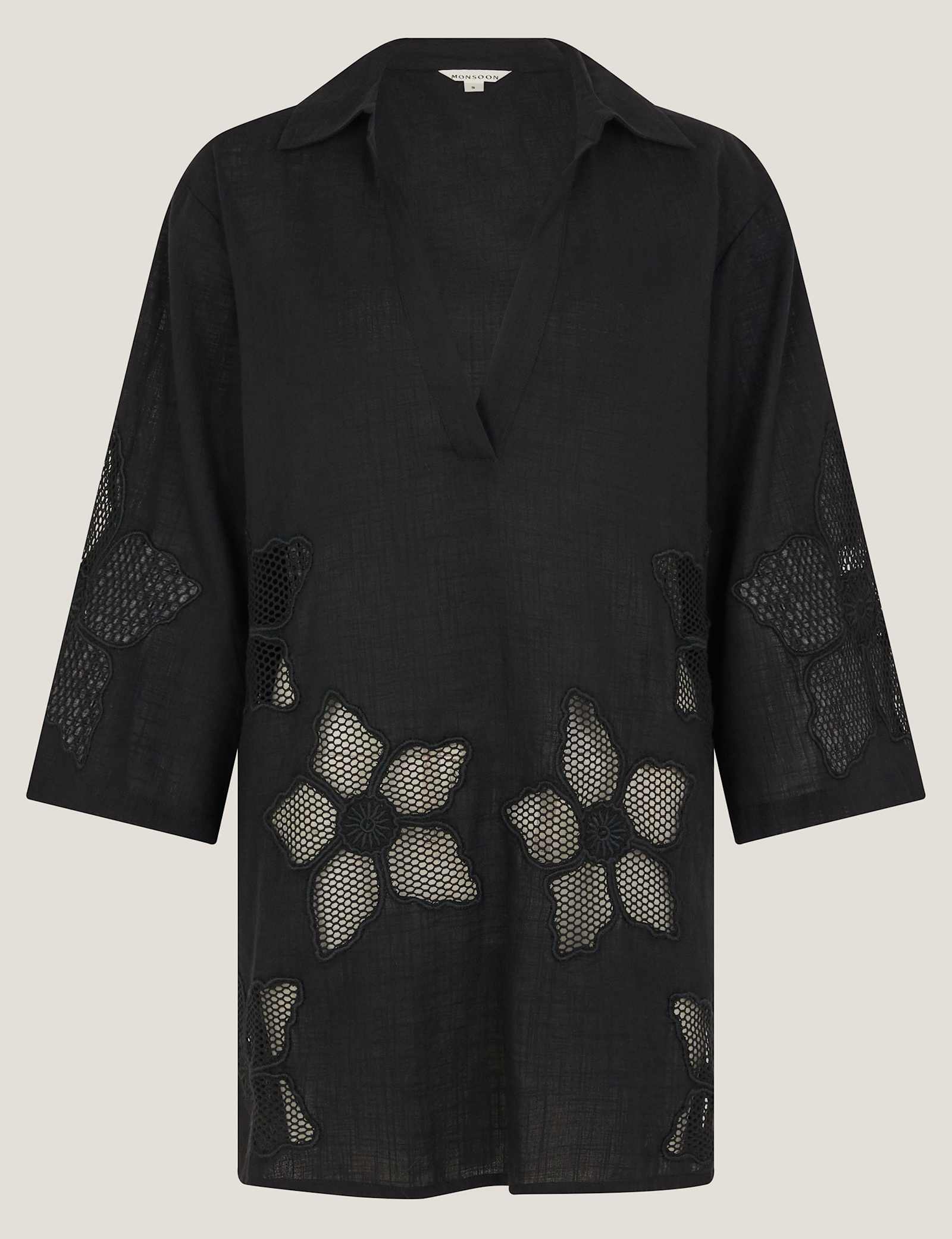 Pure Cotton Embroidered Beach Cover Up Shirt - image 2