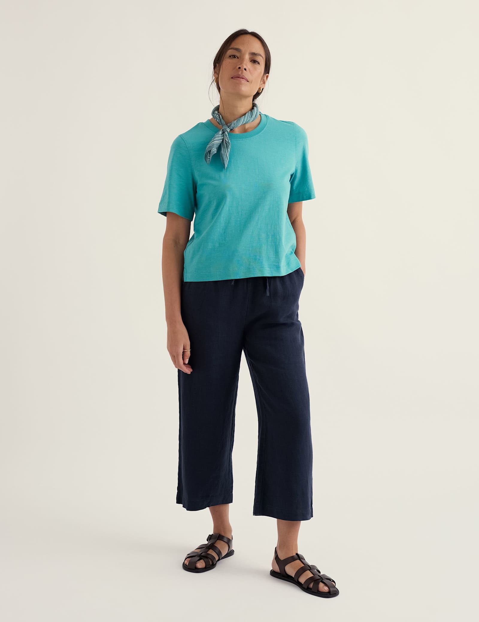 Pure Linen Drawstring Wide Leg Culottes - image 4