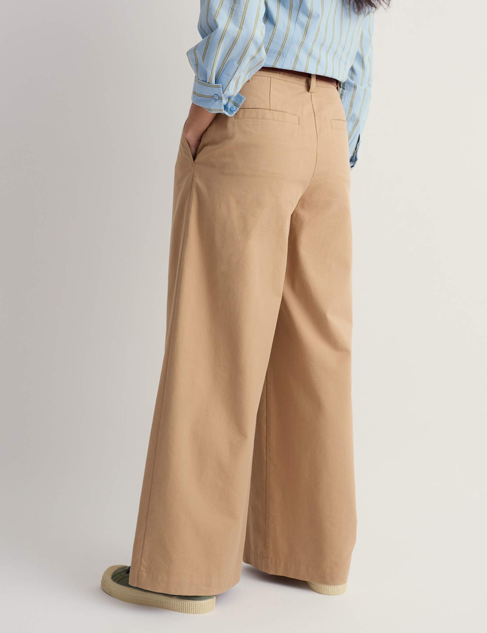 Cotton Rich Pleat Front Wide Leg Chinos - image 4