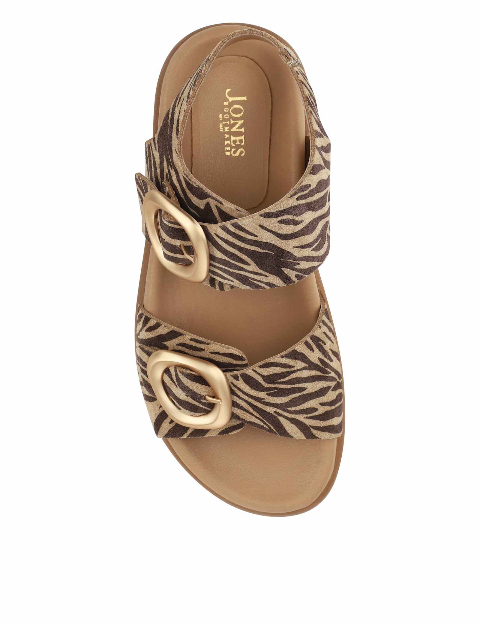 Leather Zebra Buckle Flatform Slingback Sandals - image 4