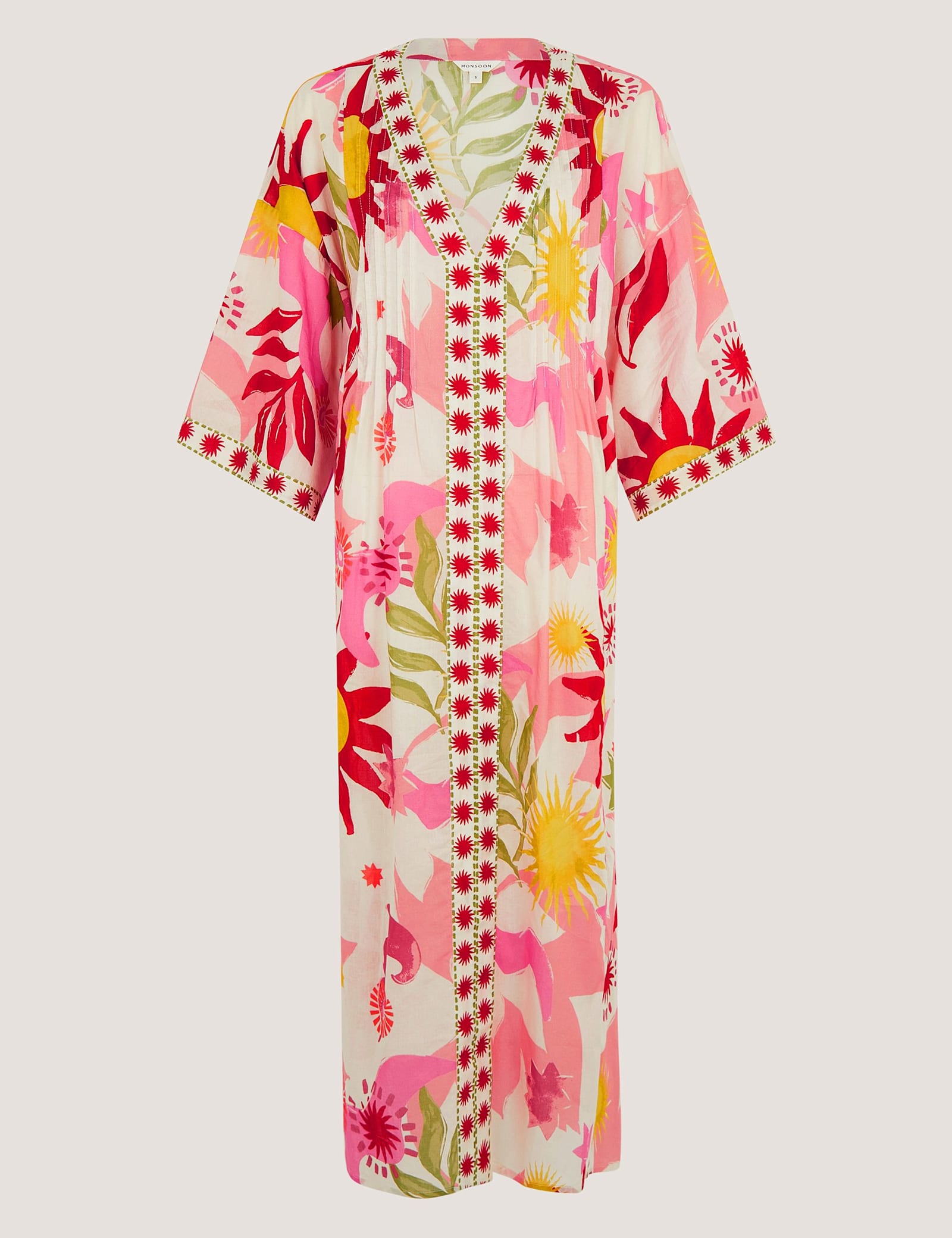 Pure Cotton Printed V-Neck Midi Kaftan Dress - image 1