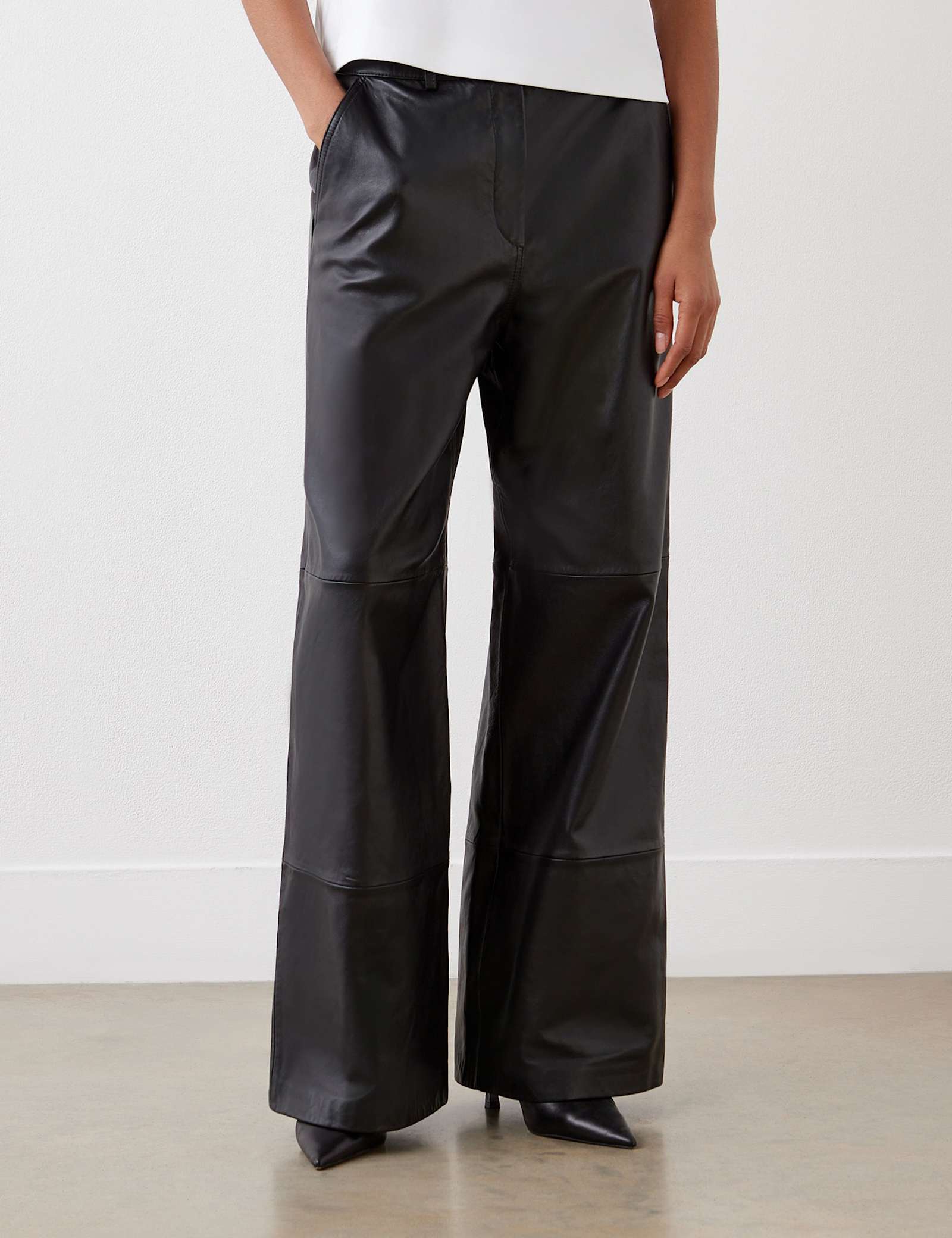 Leather Wide Leg Trousers - image 1