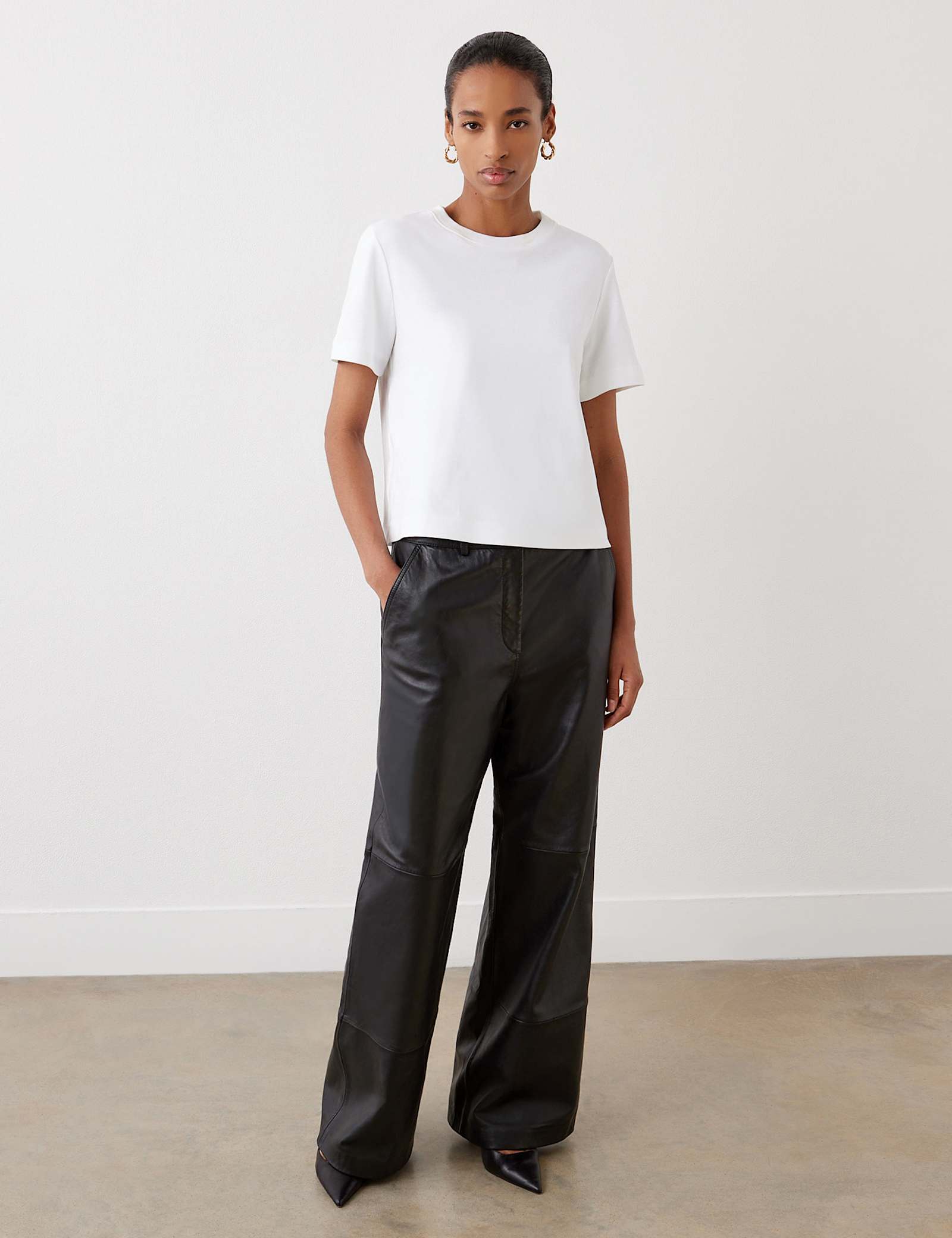 Leather Wide Leg Trousers - image 5