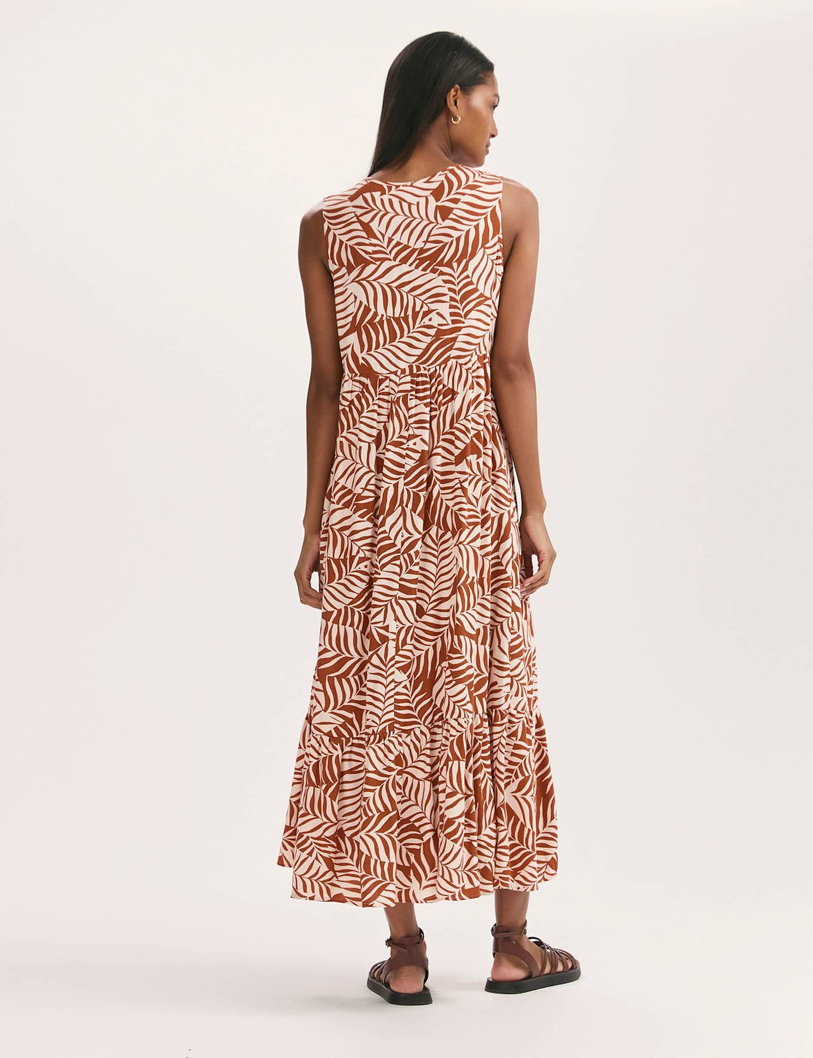 Printed Tie Front Midi Tiered Dress - image 3