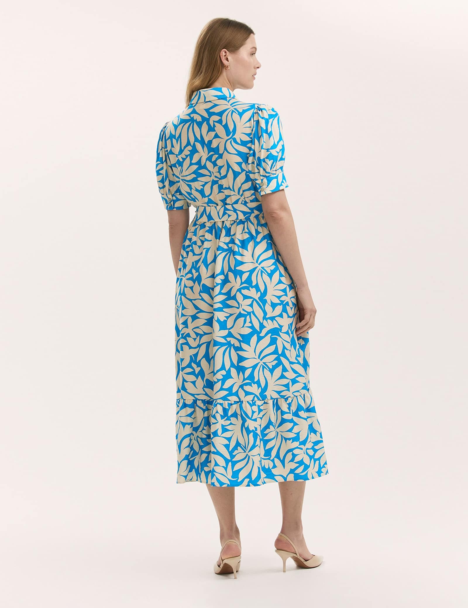 Leaf Print Midi Shirt Dress - image 3