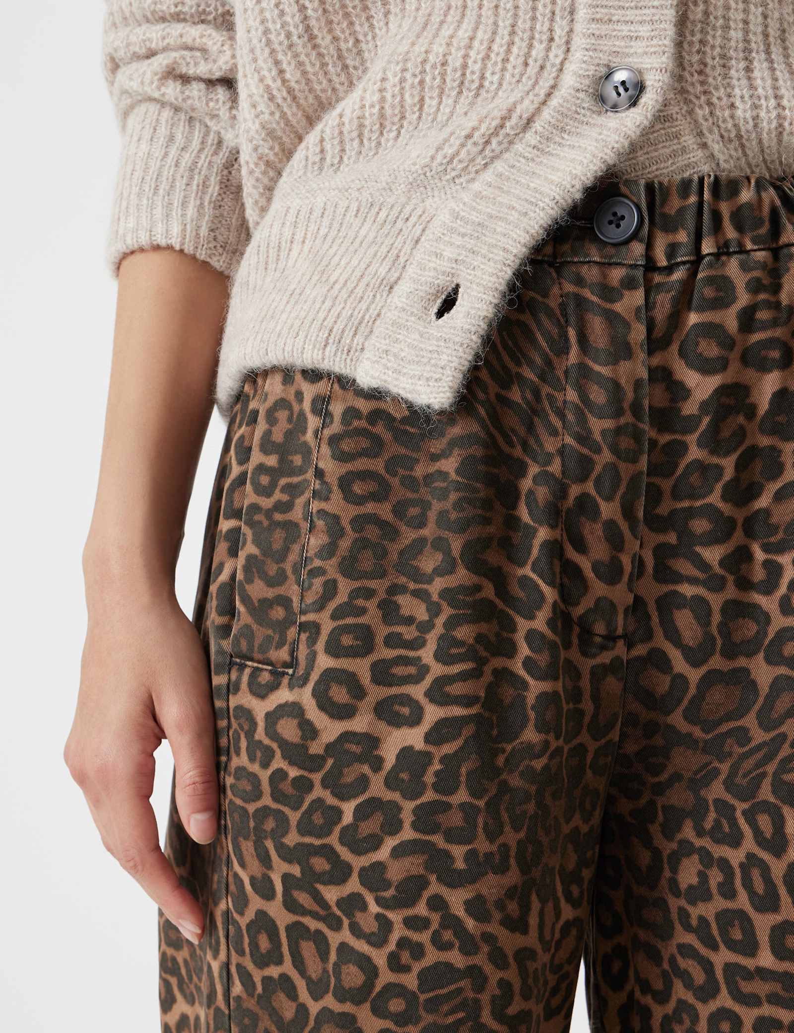 Pure Cotton Leopard Print Barrel Leg Trousers - image 4