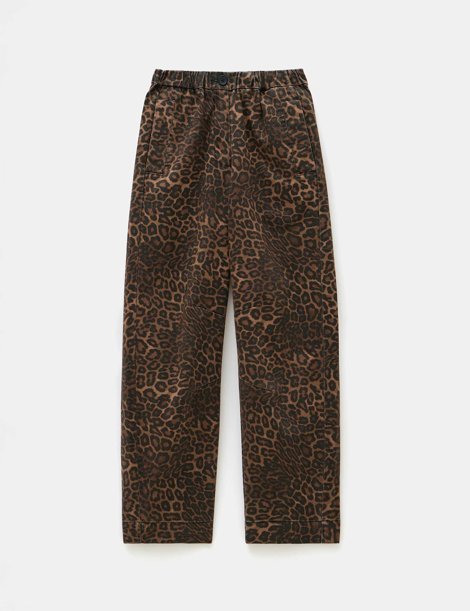 Pure Cotton Leopard Print Barrel Leg Trousers - image 1