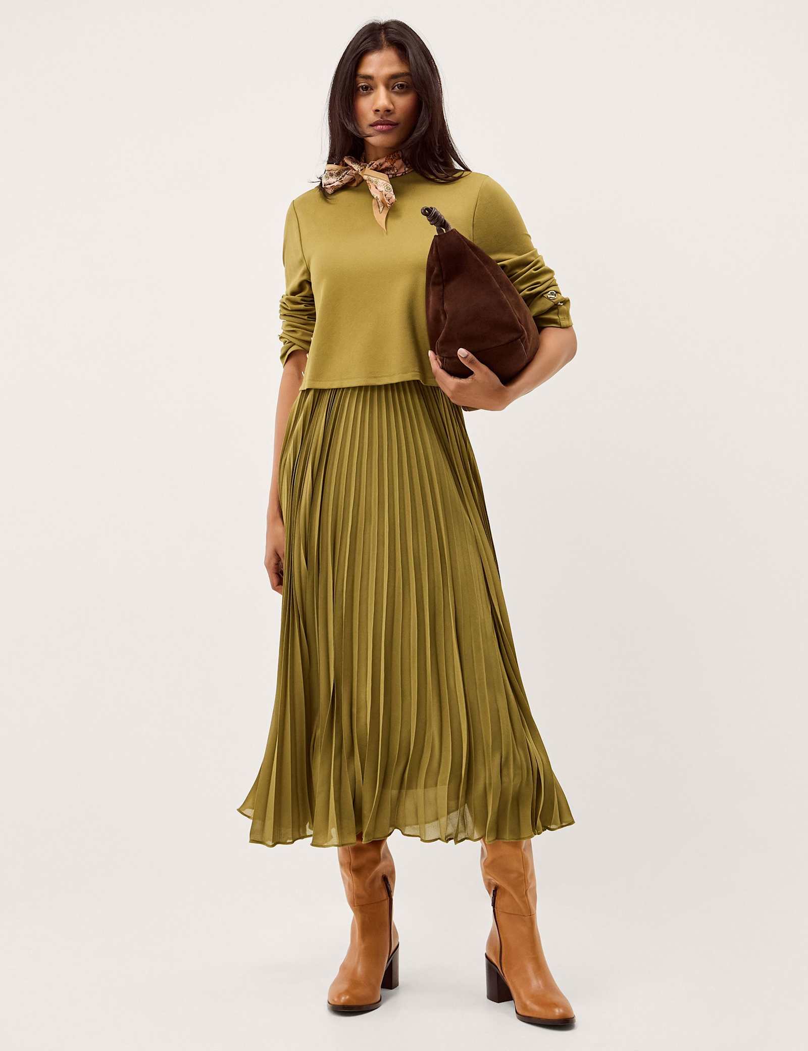High Neck Midi Skater Dress - image 2
