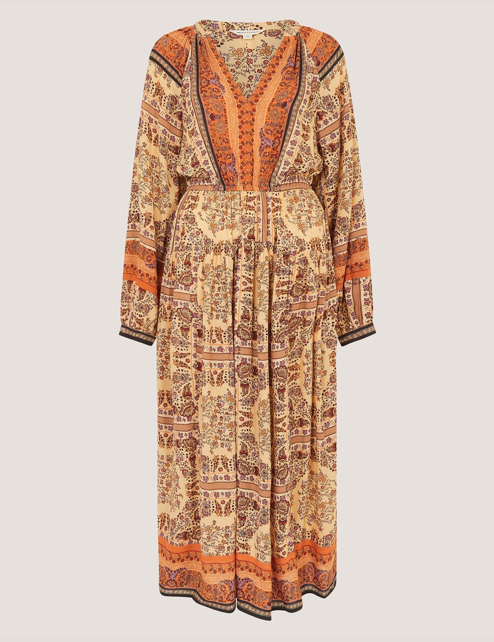 Printed V-Neck Midaxi Waisted Dress - image 1