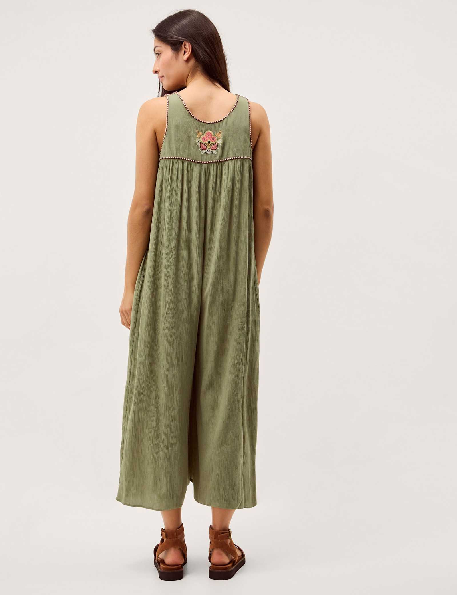 Embroidered Square Neck Sleeveless Jumpsuit - image 4