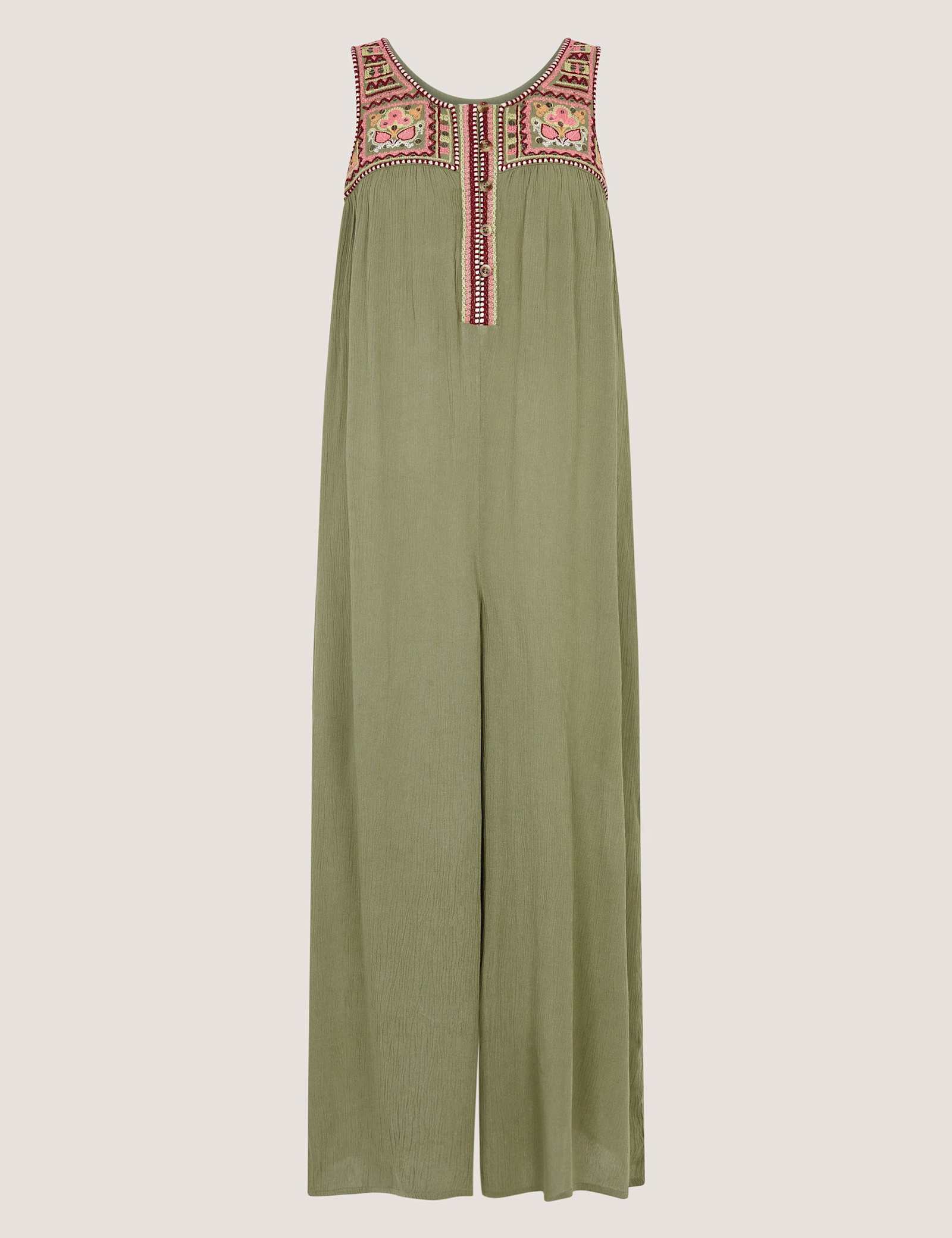 Embroidered Square Neck Sleeveless Jumpsuit - image 1