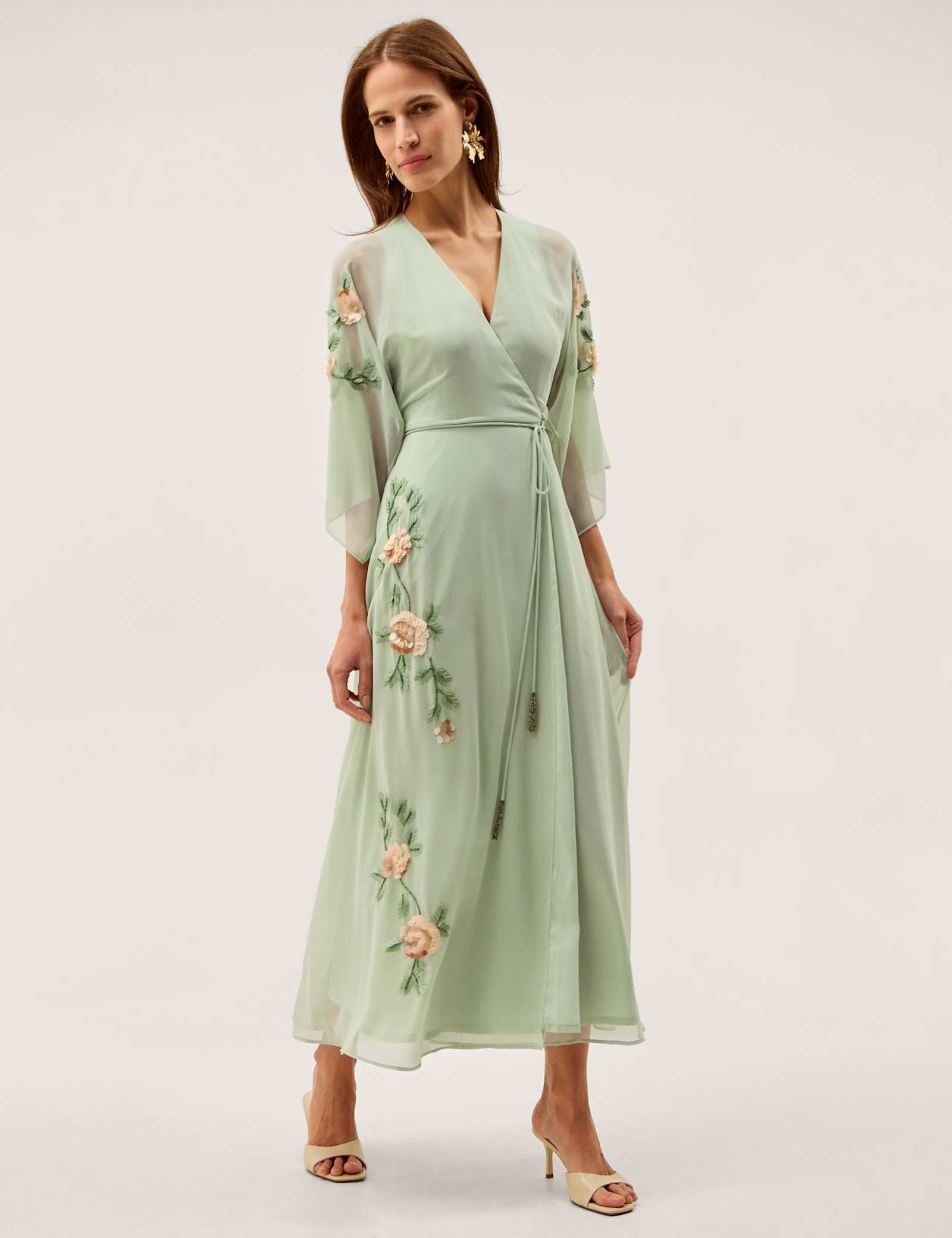 Embellished V-Neck Midaxi Wrap Dress - image 2