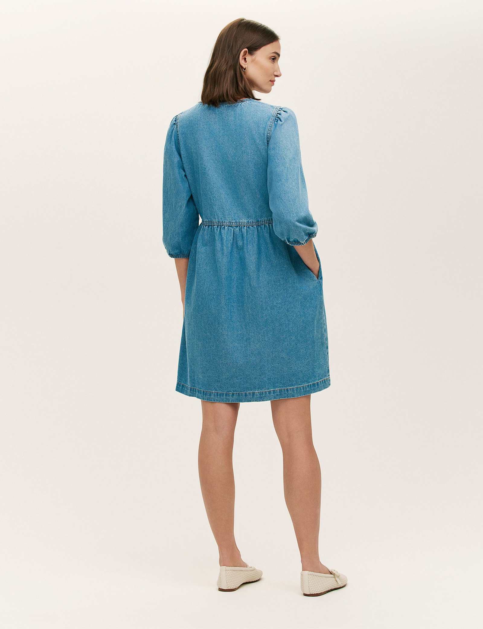 Pure Cotton Denim Midi Smock Dress - image 5