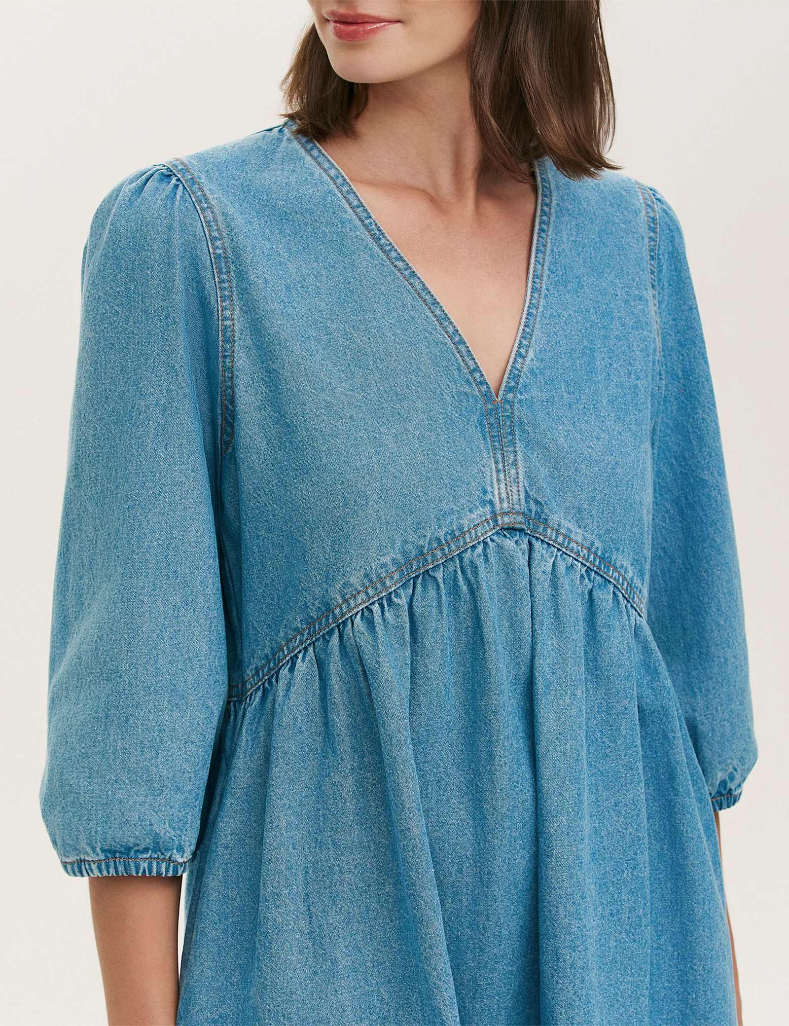 Pure Cotton Denim Midi Smock Dress - image 3