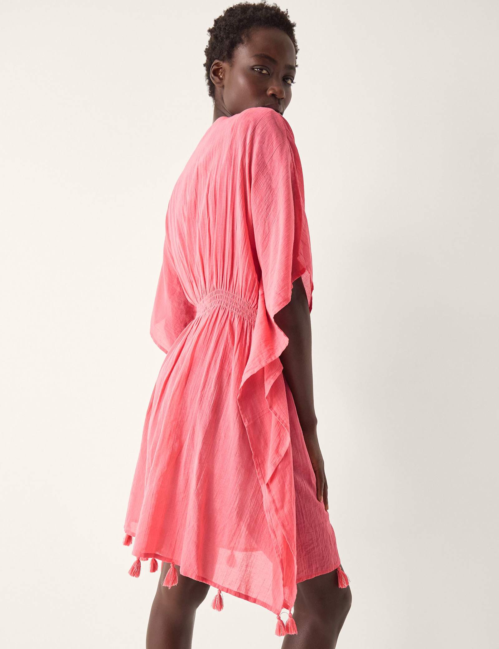 Pure Cotton Embellished V-Neck Mini Kaftan - image 5