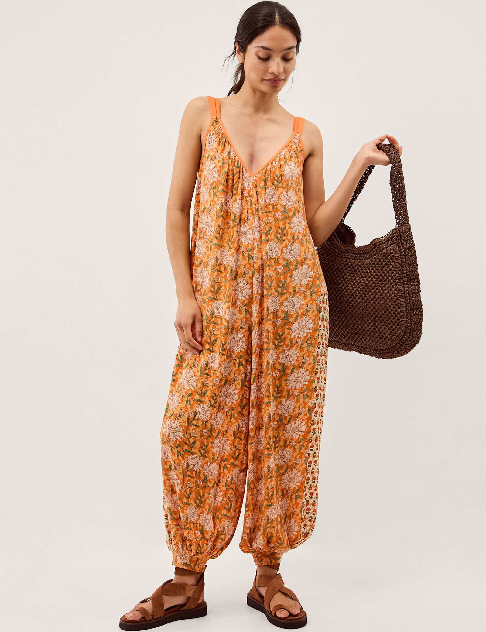 Floral V-Neck Sleeveless Jumpsuit - image 2