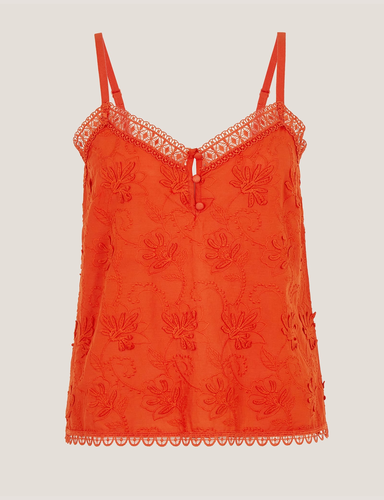 Pure Cotton Embroidered V-Neck Cami Top - image 2