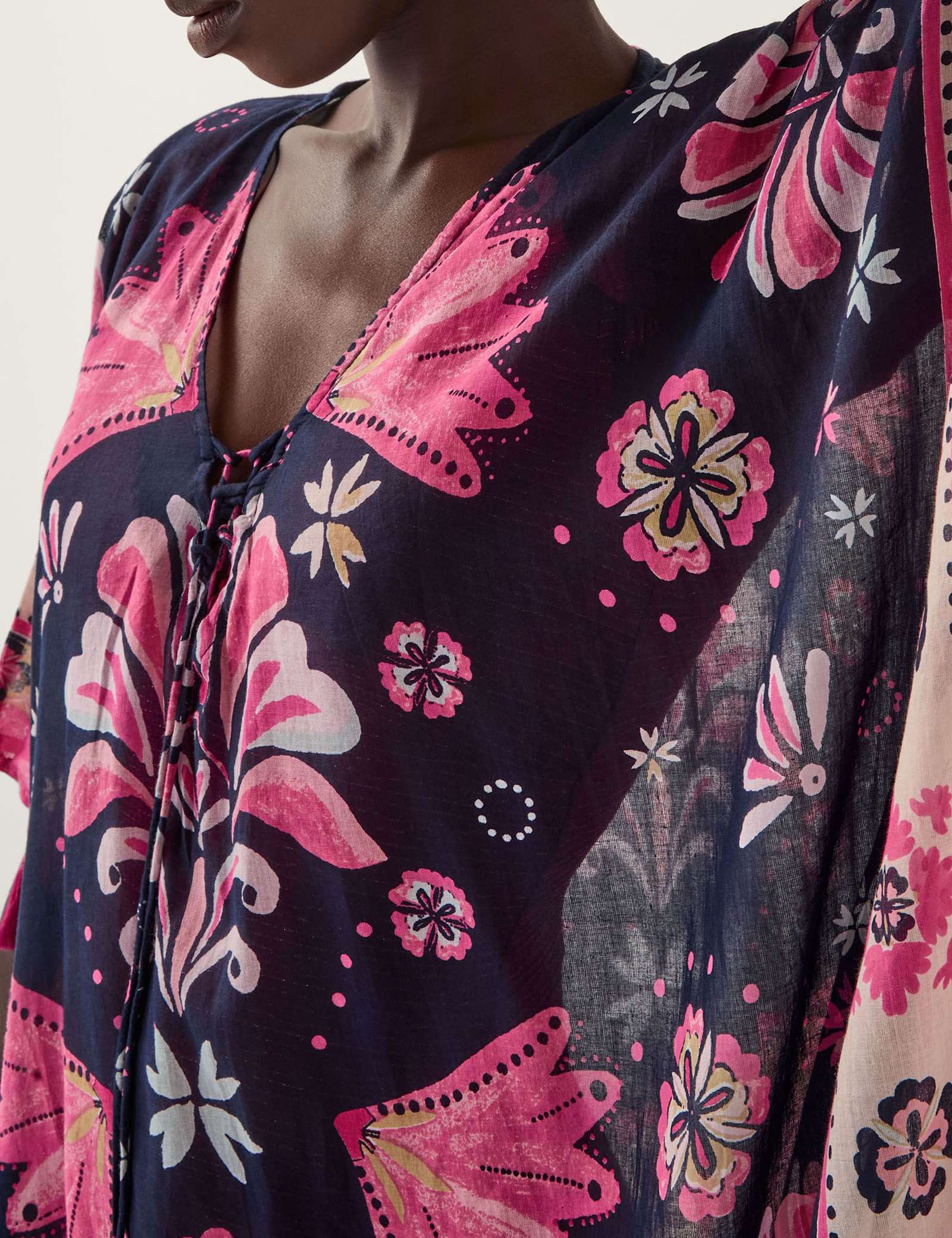 Abbie Floral Print Mini Kaftan - image 3