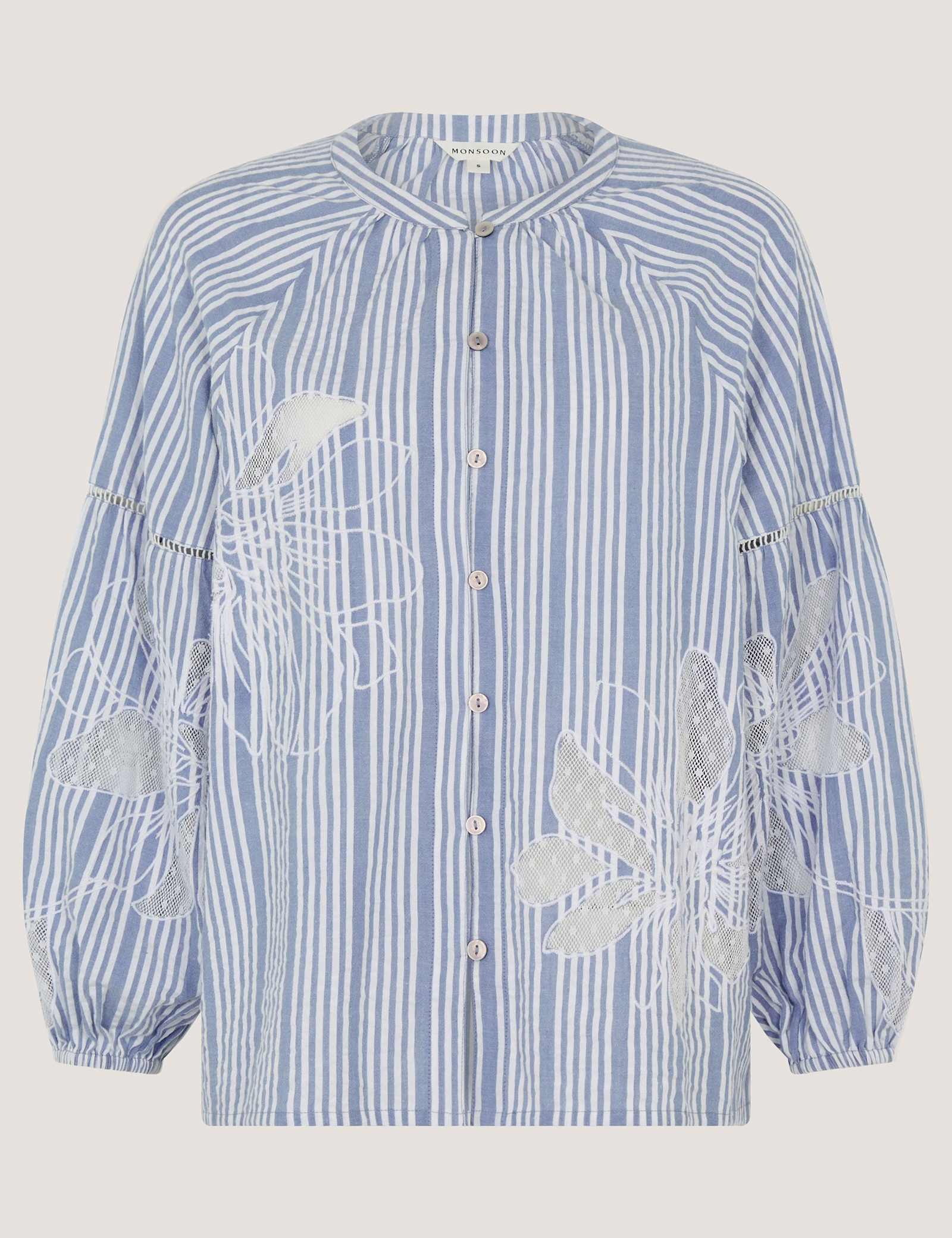 Pure Cotton Embroidered Striped Blouse - image 1