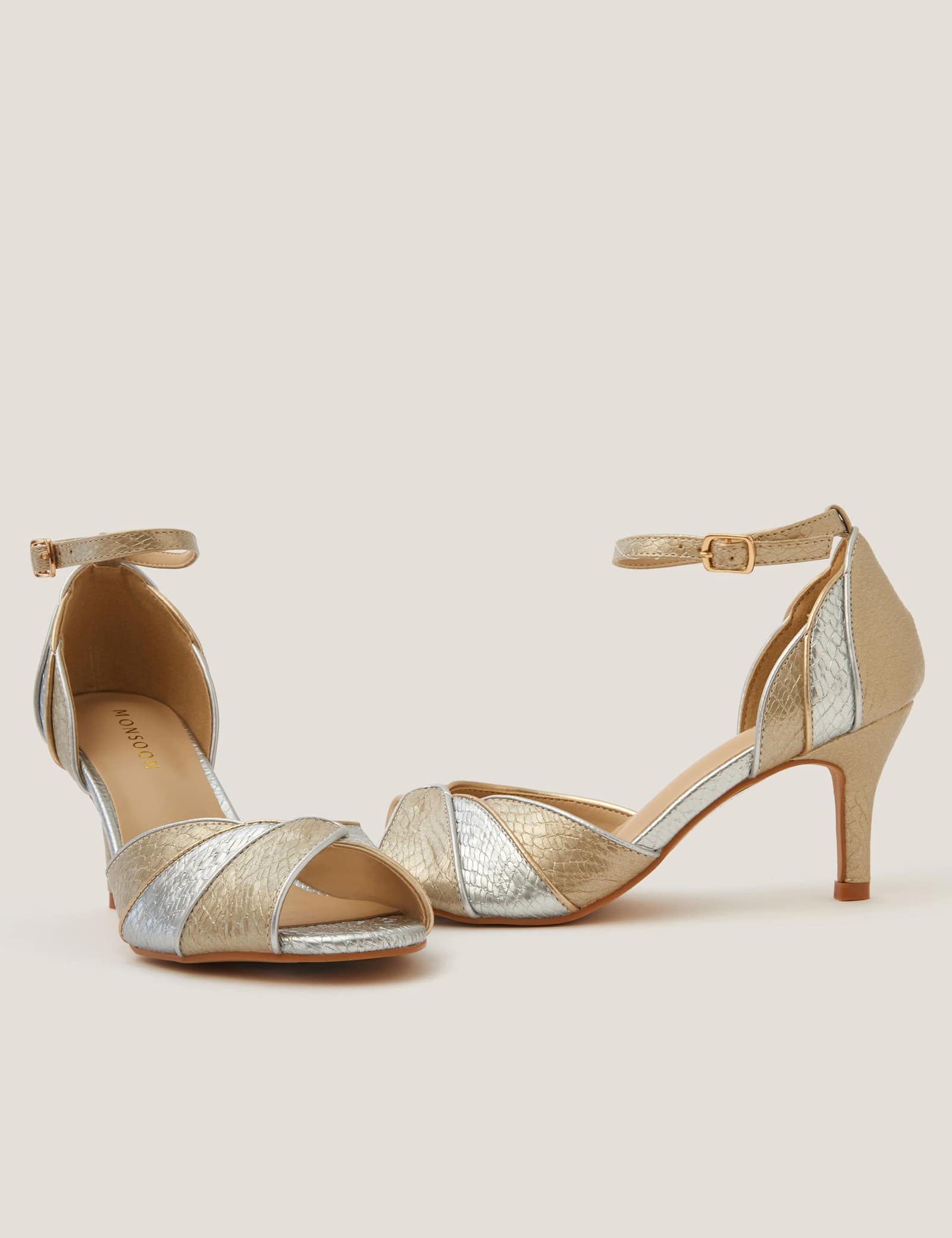 Metallic Ankle Strap Stiletto Heel Sandals - image 1