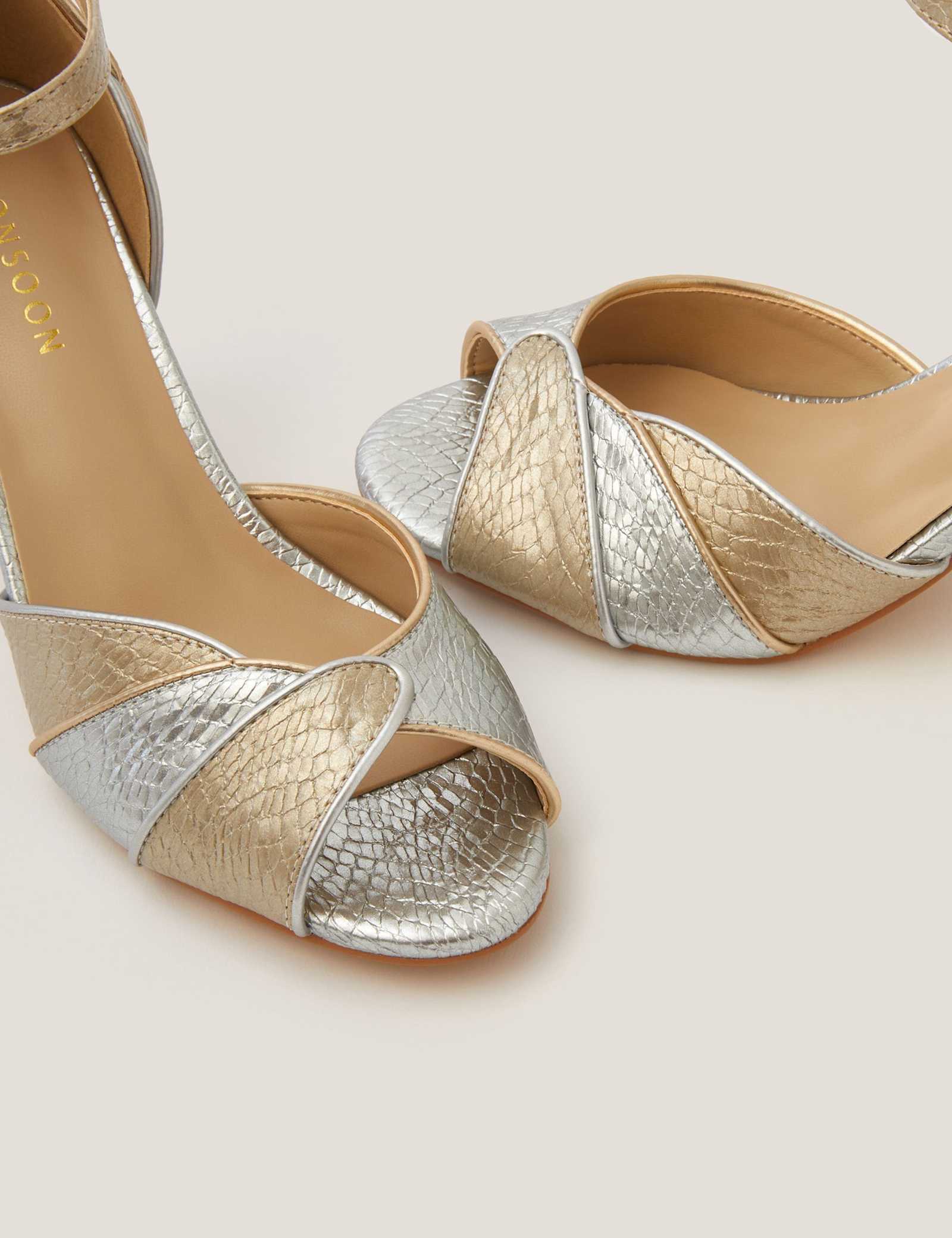Metallic Ankle Strap Stiletto Heel Sandals - image 2