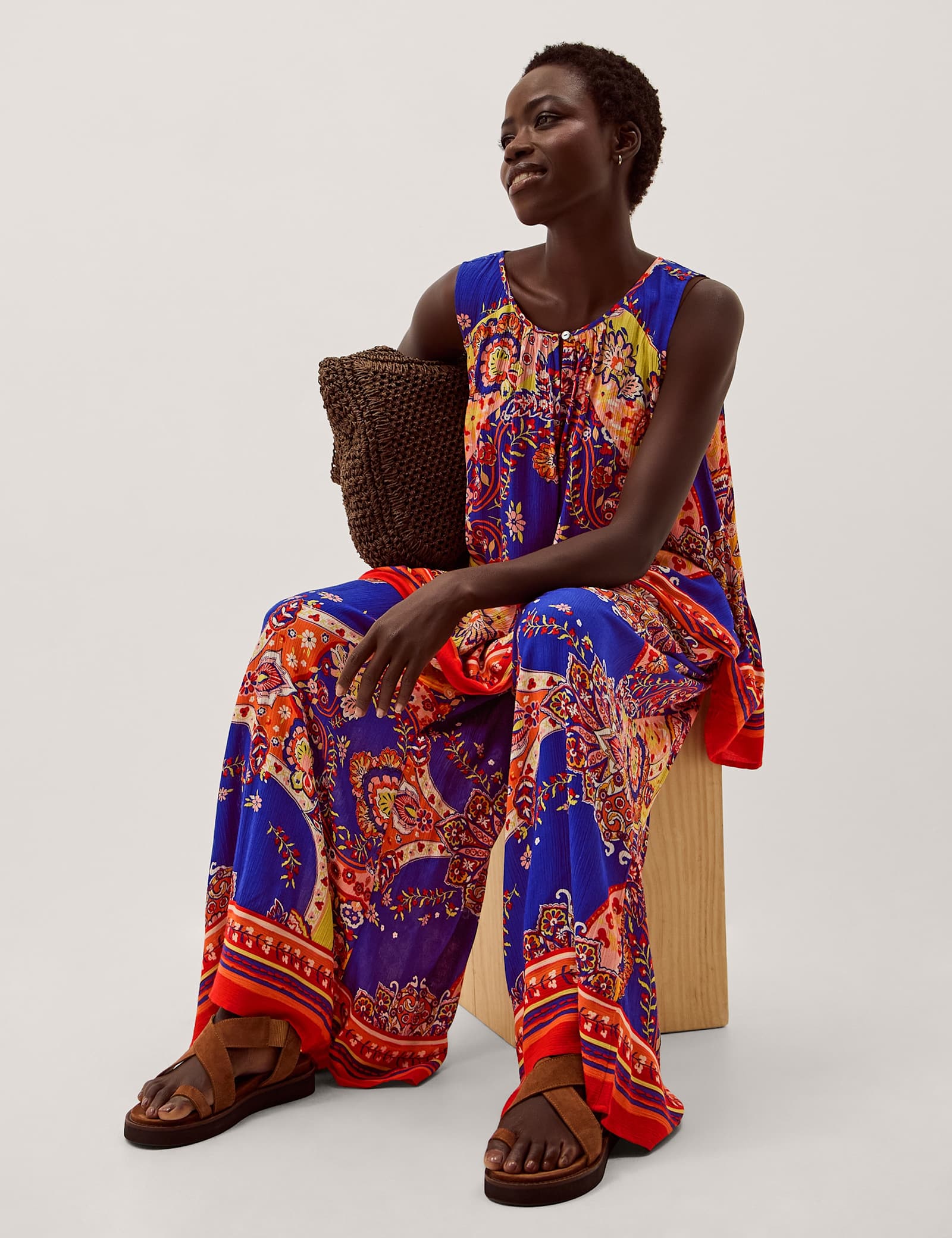 Printed Pull On Wide Leg Trousers - image 4