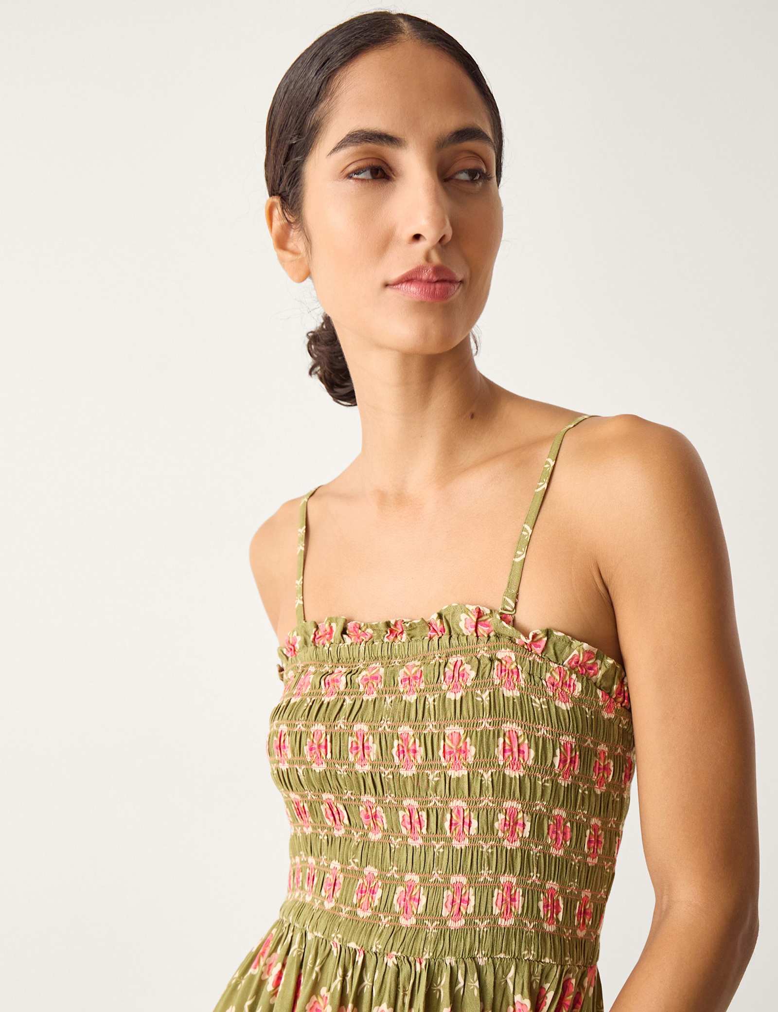 Floral Shirred Bandeau Midi Dress - image 2