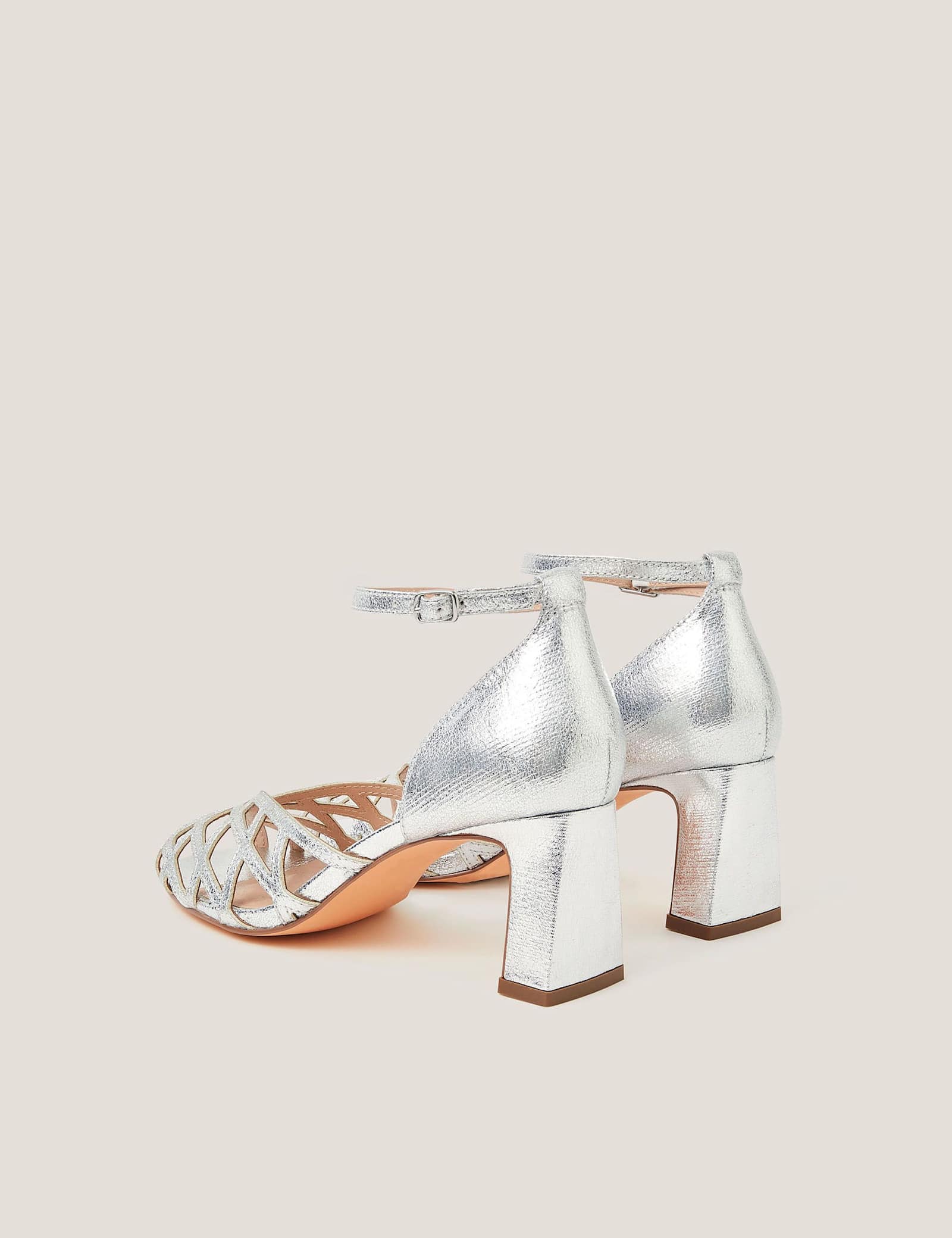Metallic Caged Toe Block Heel Sandals - image 2