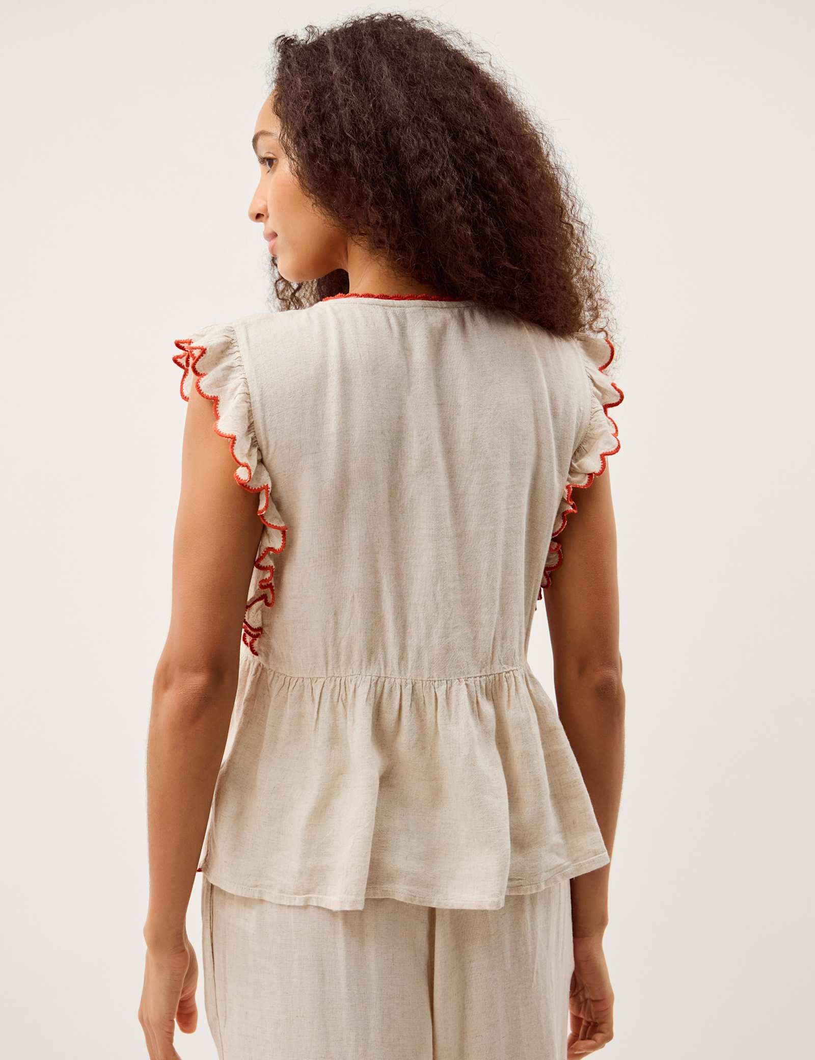 Embroidered V-Neck Blouse - image 5