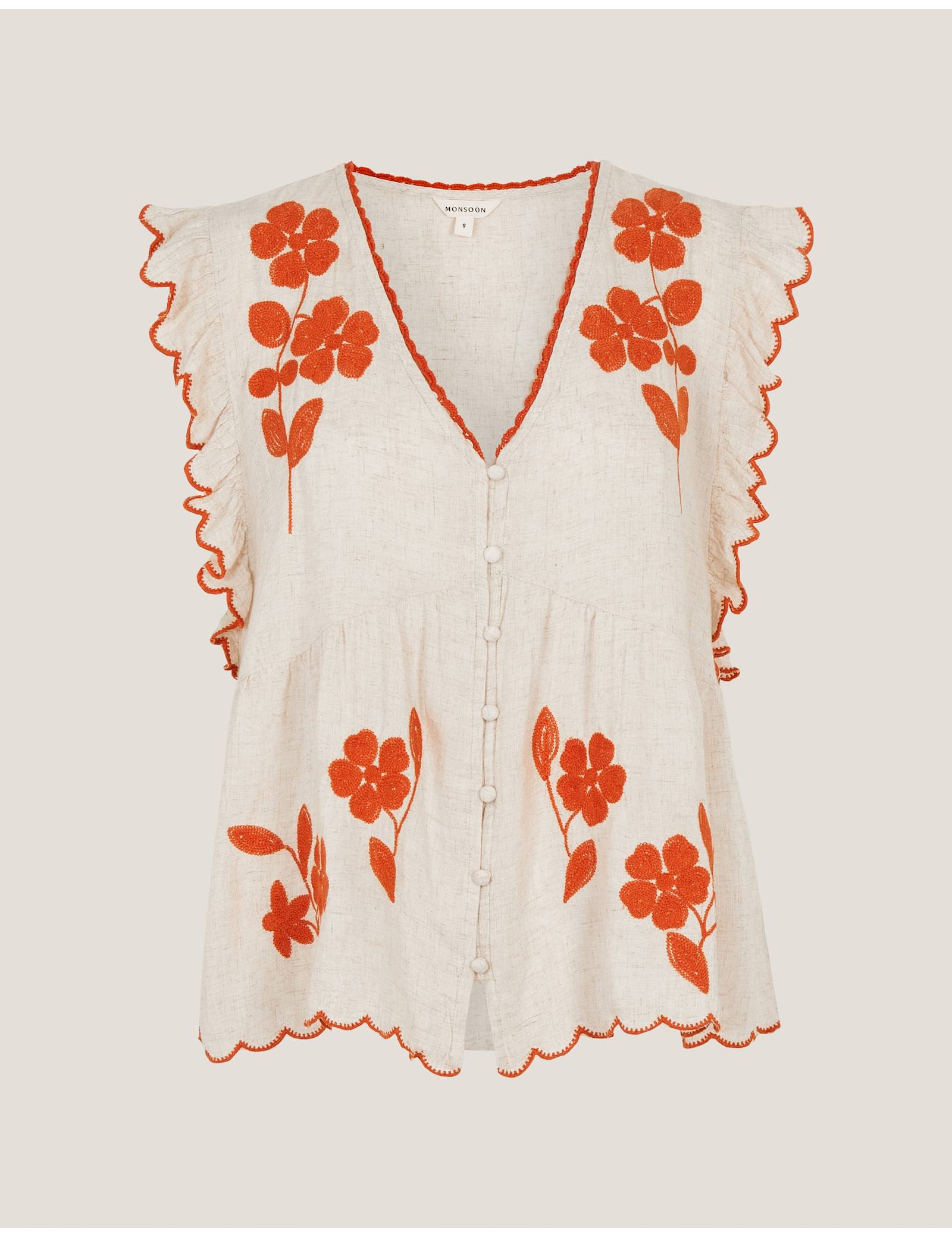 Embroidered V-Neck Blouse - image 1