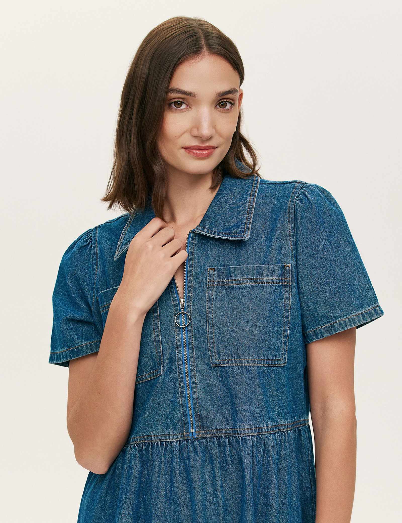 Pure Cotton Denim Midi Shirt Dress - image 4