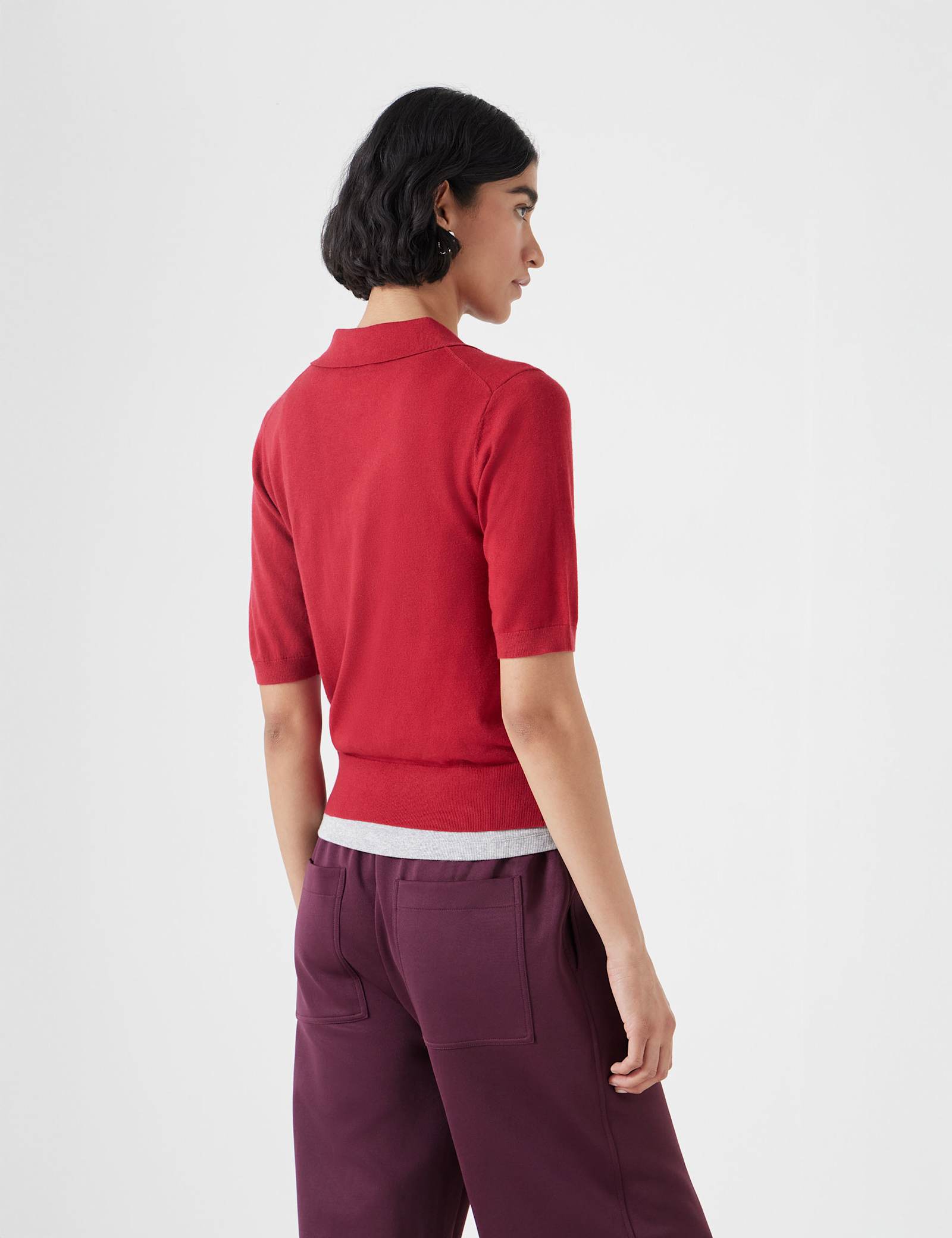 Wool Blend Textured Polo Neck Knitted Top - image 4