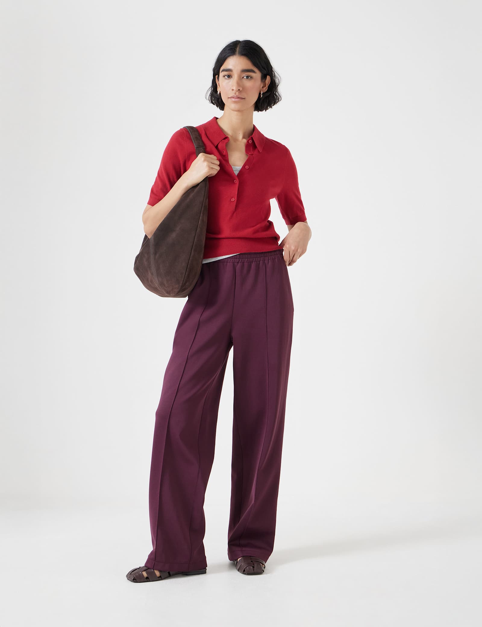 Wool Blend Textured Polo Neck Knitted Top - image 3