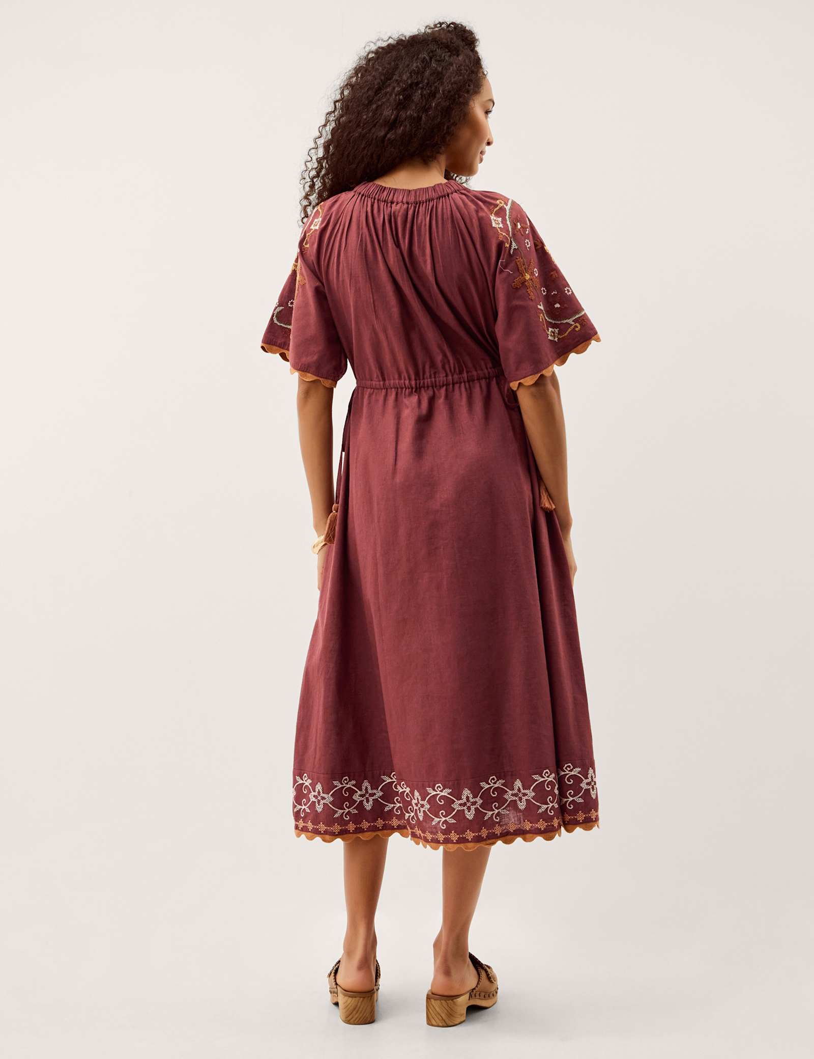 Pure Cotton Embroidered V-Neck Midaxi Dress - image 4