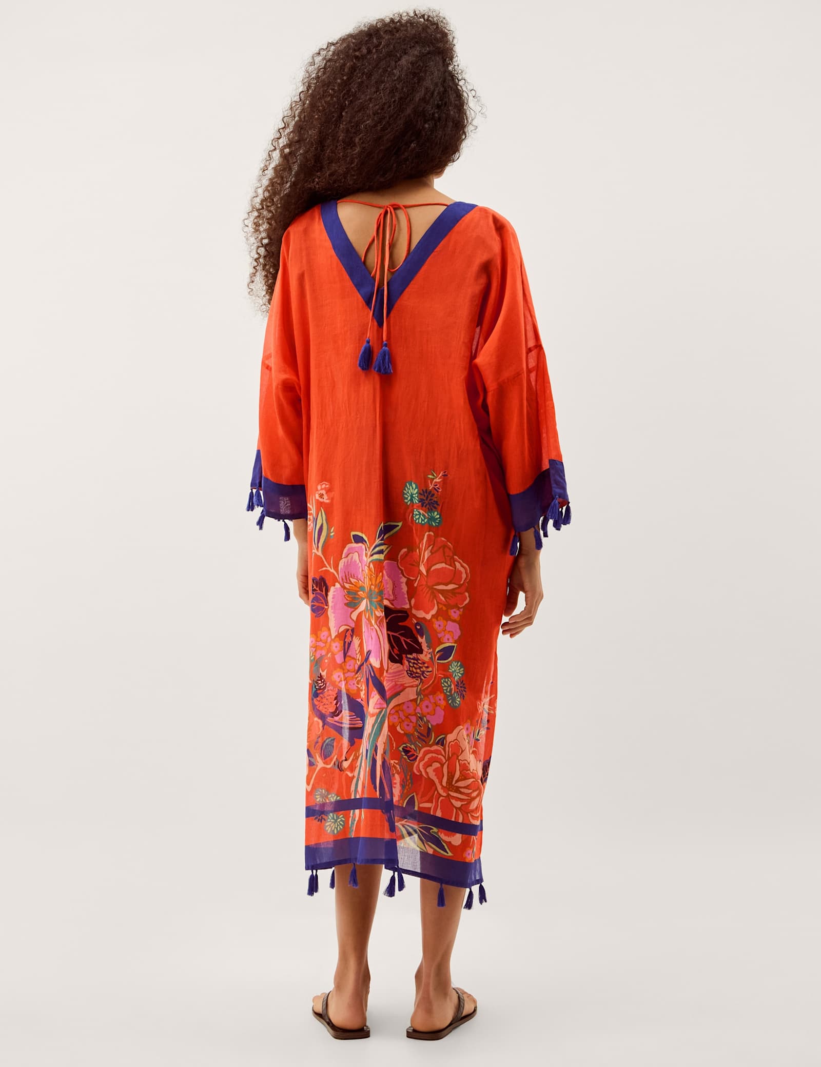 Cotton Rich Floral Lace Up Kaftan - image 3
